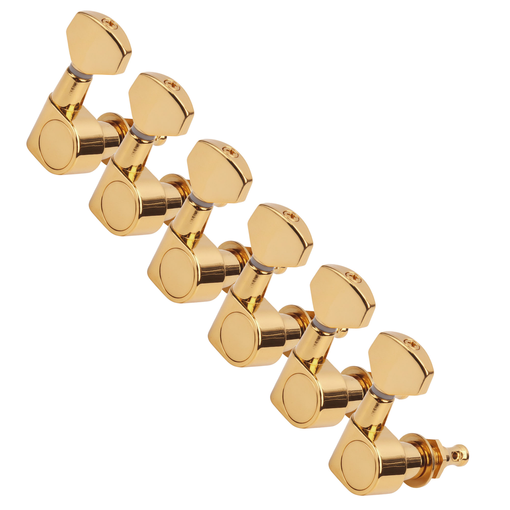 StewMac 6-In-Line Tuners with Small Schaller-style Knob, Gold StewMac 6-In-Line Tuners with Small Schaller-style Knob, Gold