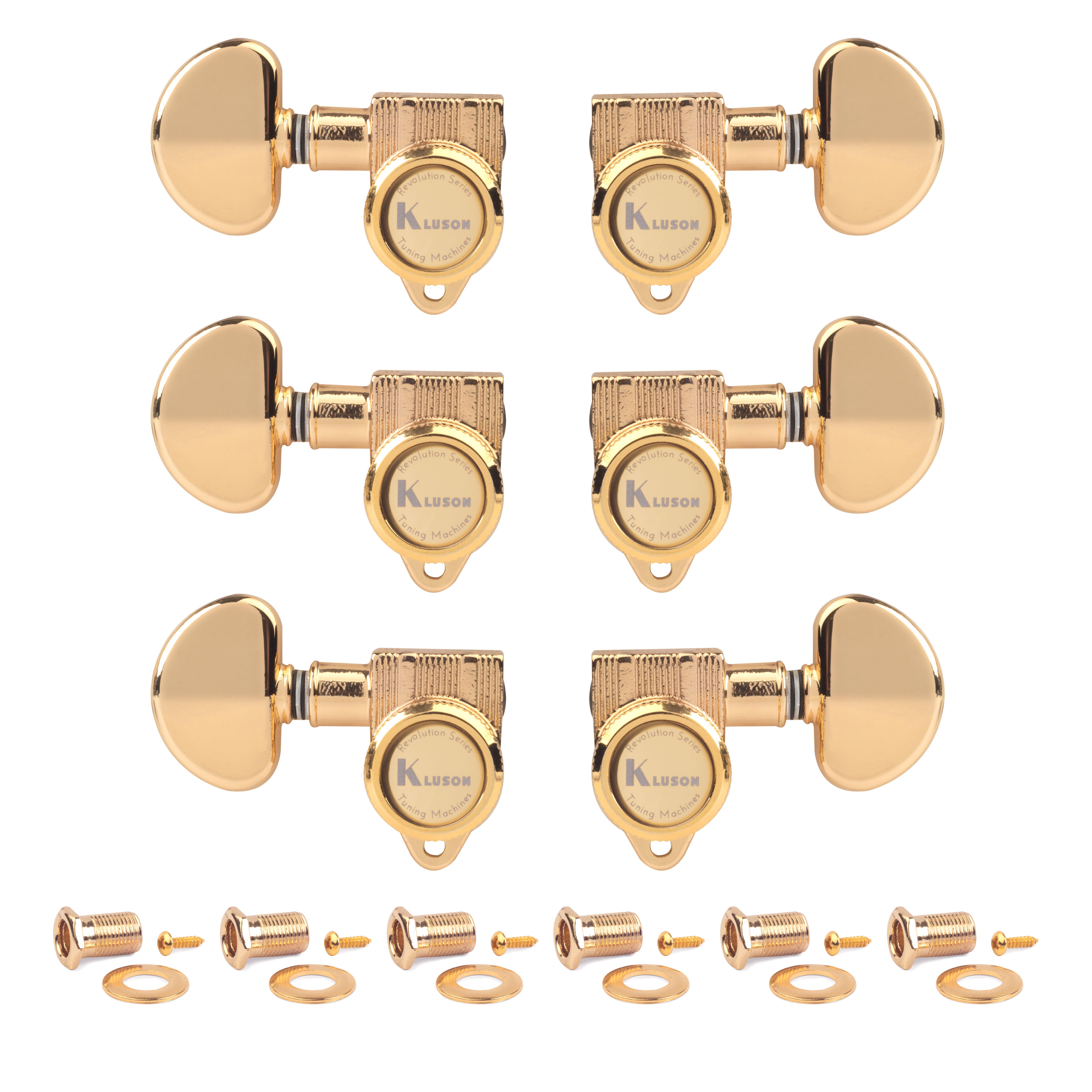Kluson 3+3 Locking Revolution Series E-Mount Tuners, Gold