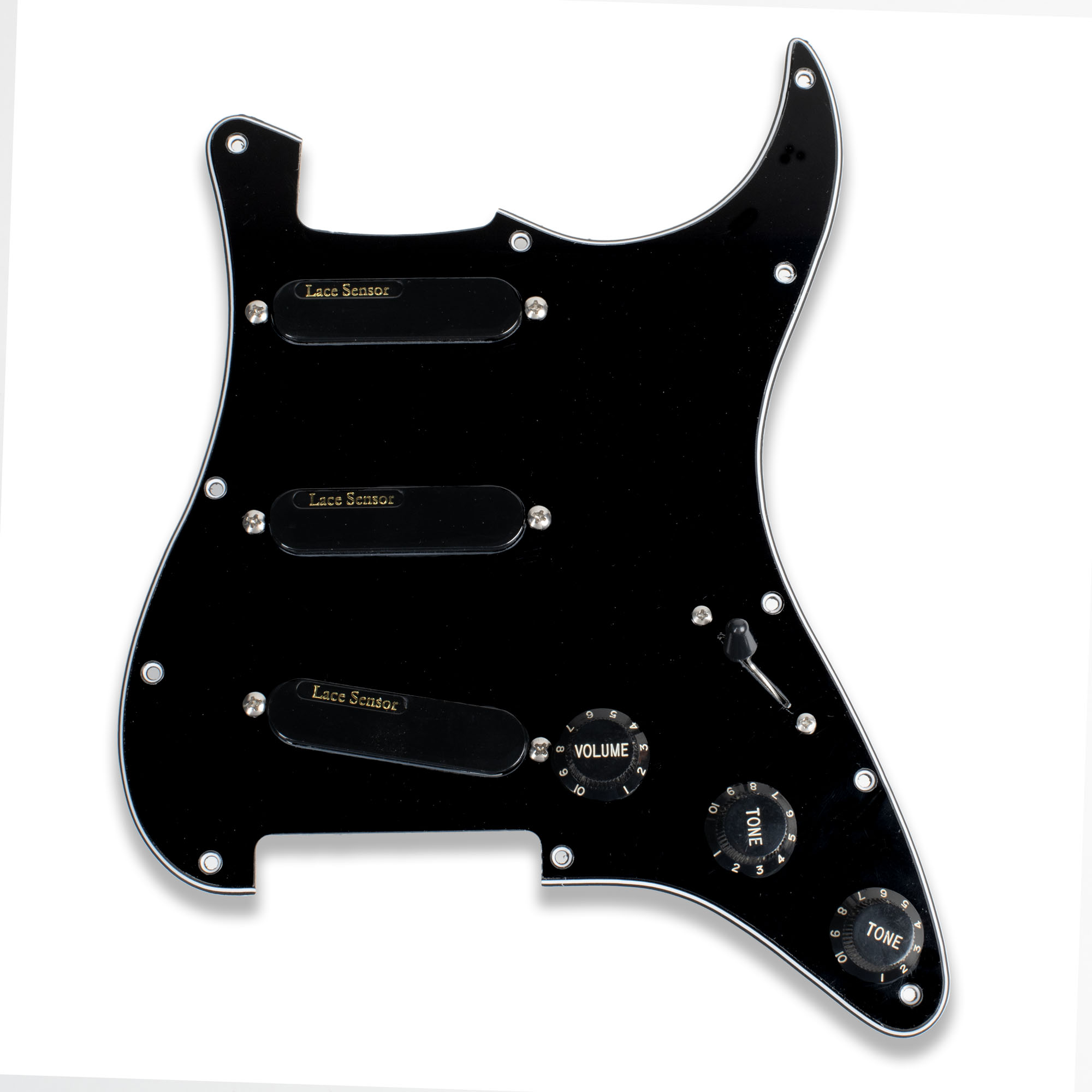 Lace Sensor Gold Triple Prewired Pickguard PLUS, Black Lace Sensor Gold Triple Prewired Pickguard PLUS, Black