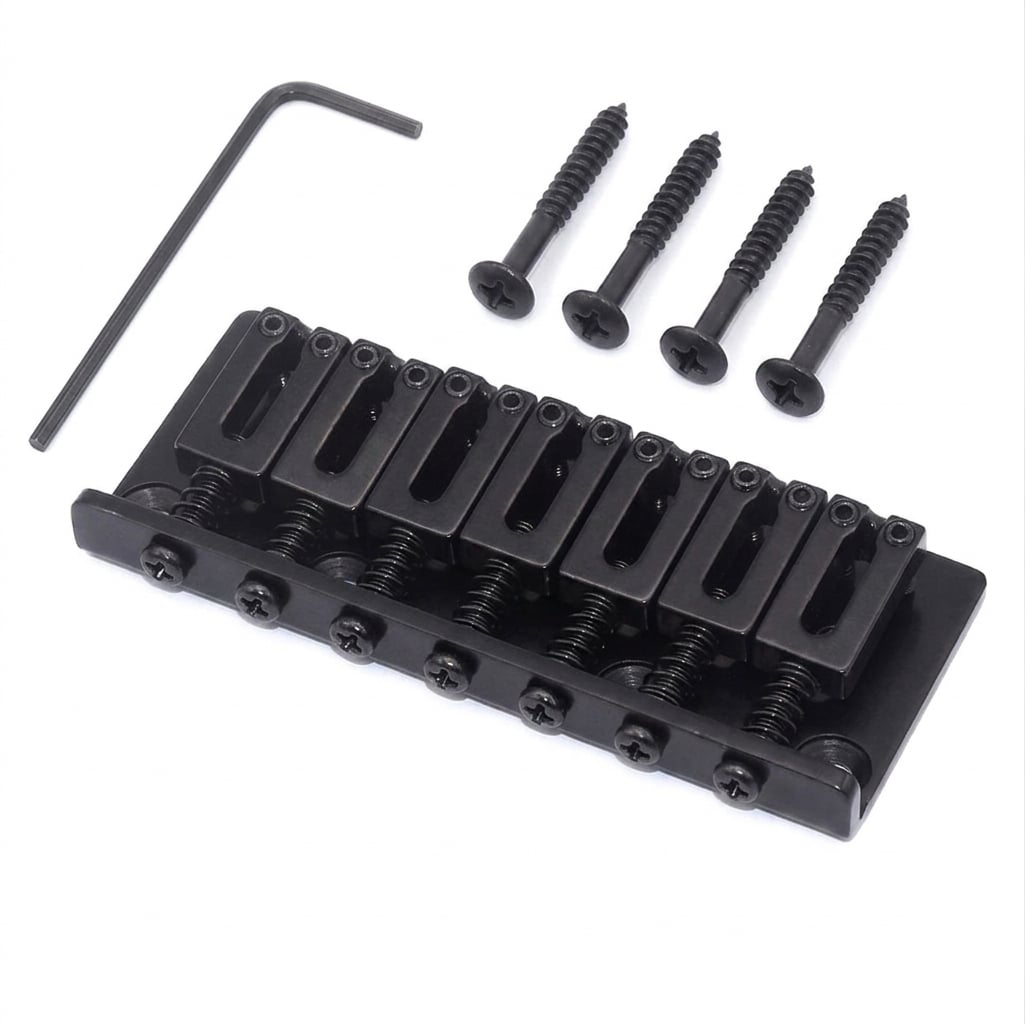 StewMac 7-String Hardtail Bridge, 10.8 mm Spacing, Black