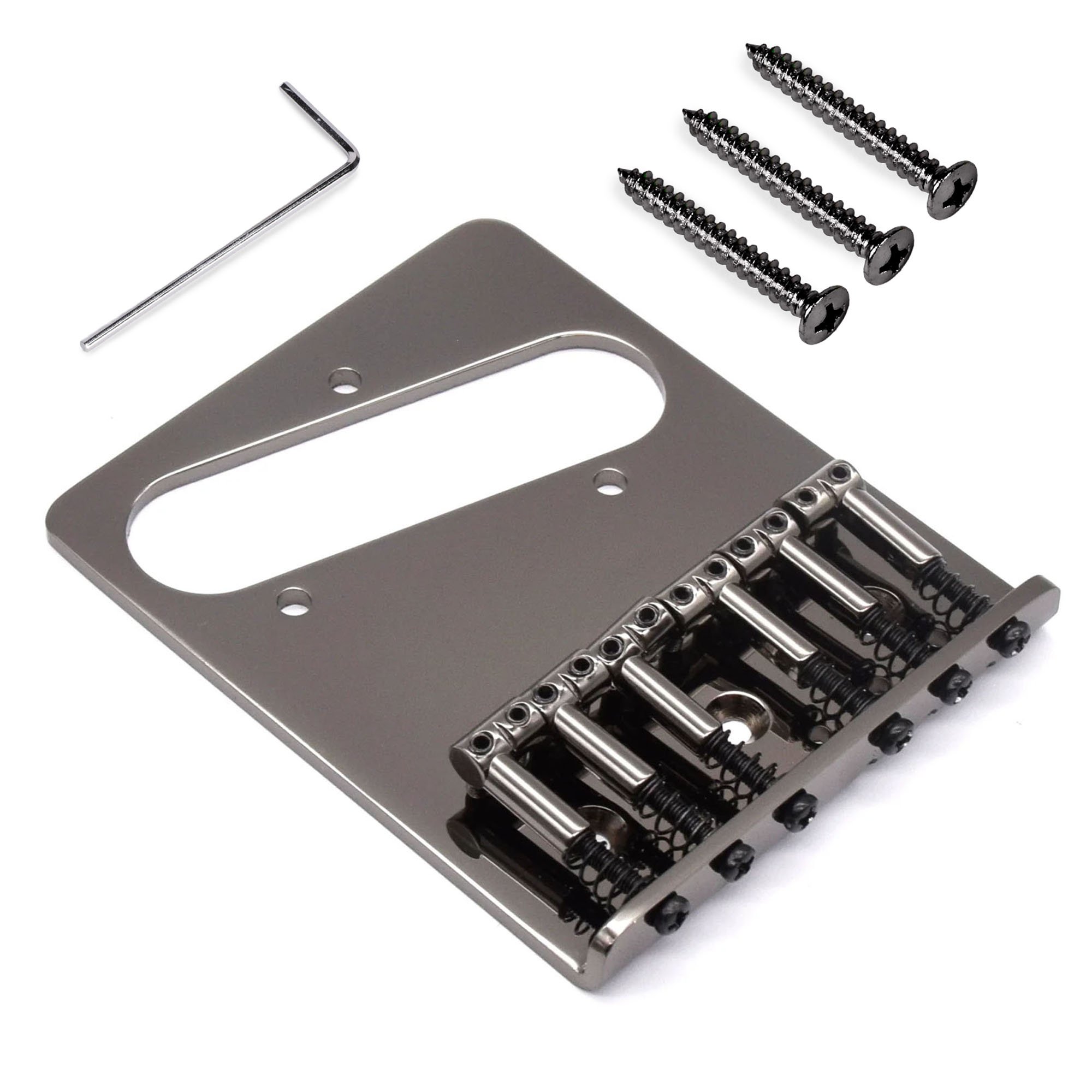 StewMac 6-Saddle Bridge for Tele, Black Nickel