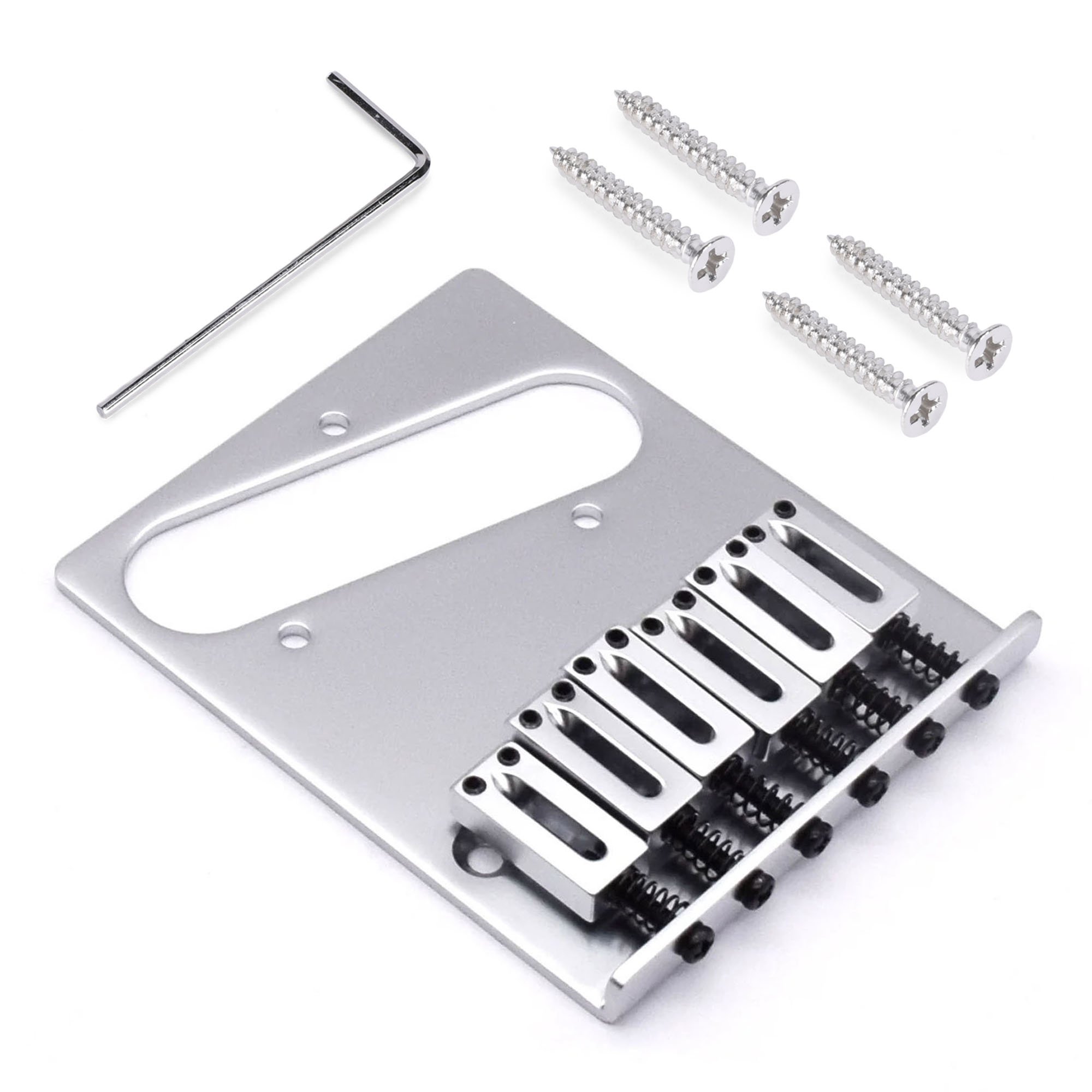 StewMac Modern Bridge for Tele, Satin Chrome