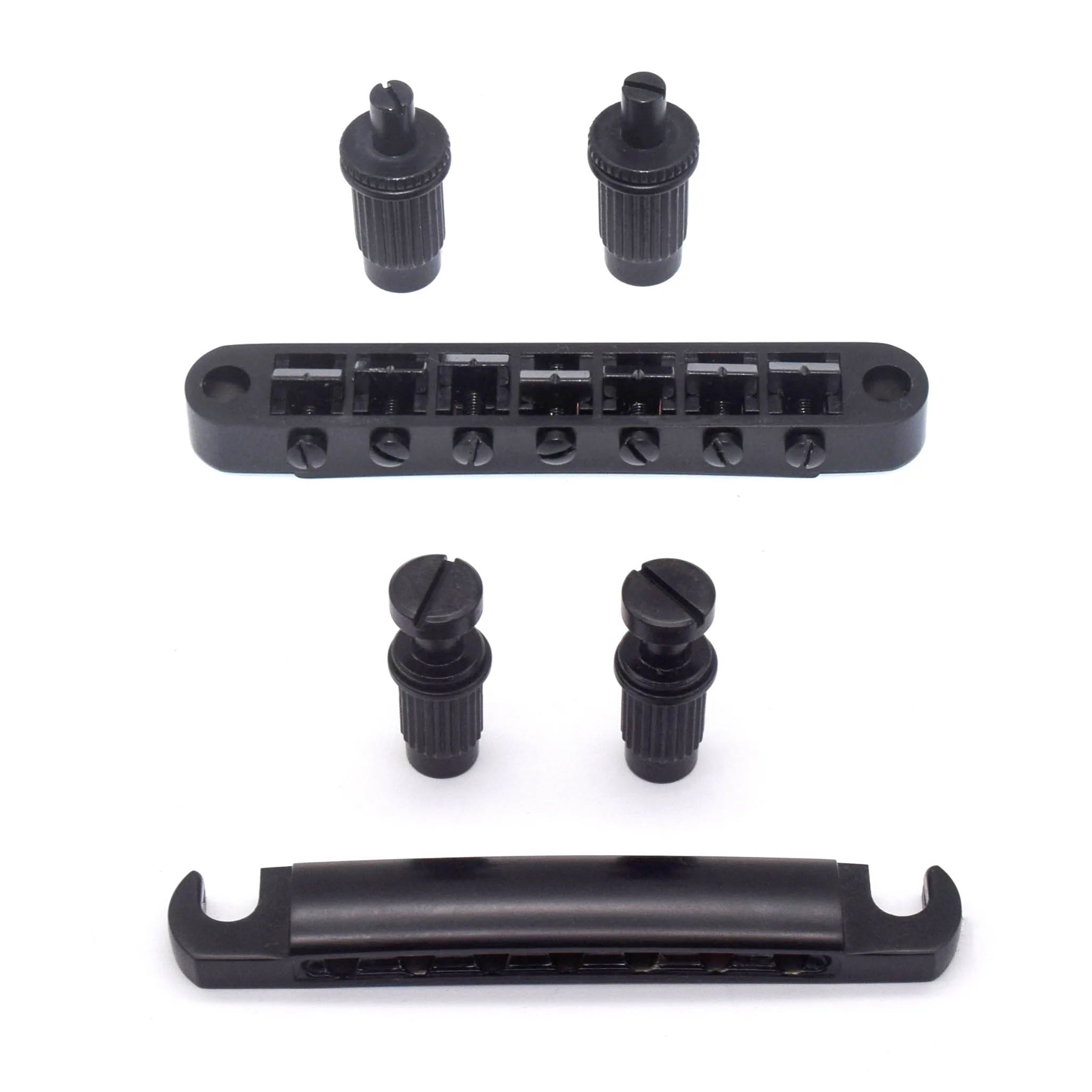 StewMac 7-String Tune-o-matic Bridge and Tailpiece, Satin Black