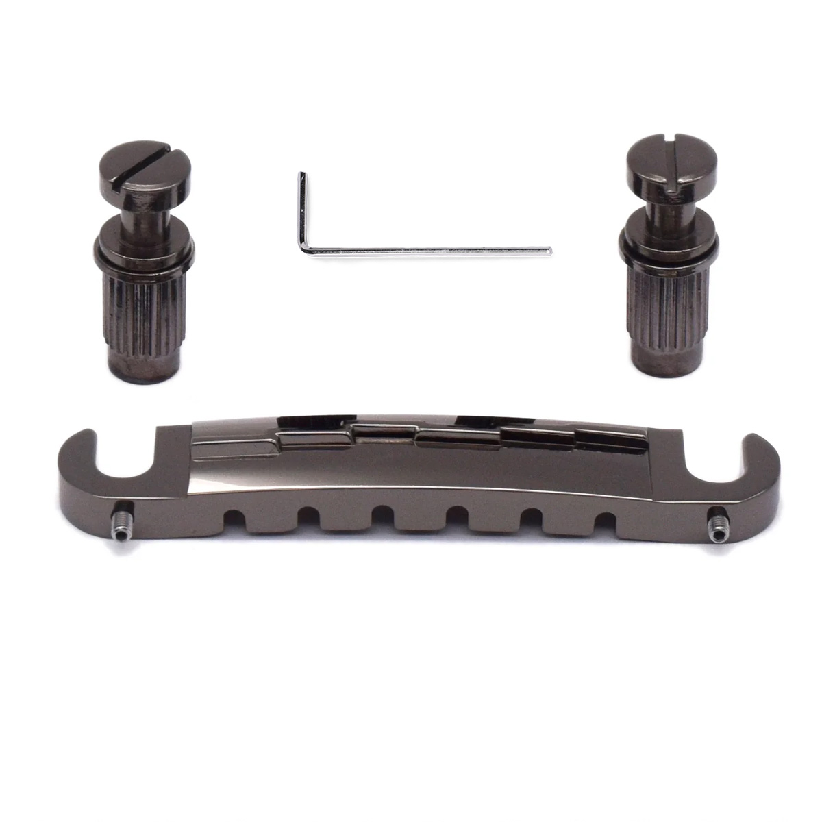 StewMac Compensated Wraparound Bridge, Black Nickel