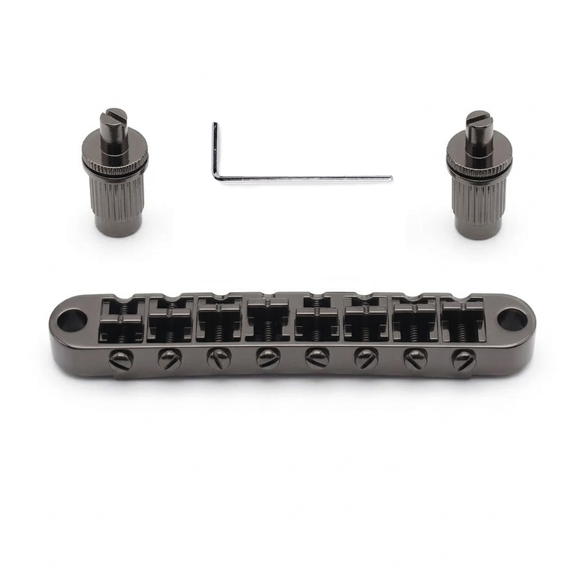 StewMac 8-String Tune-O-Matic Bridge, Black Nickel