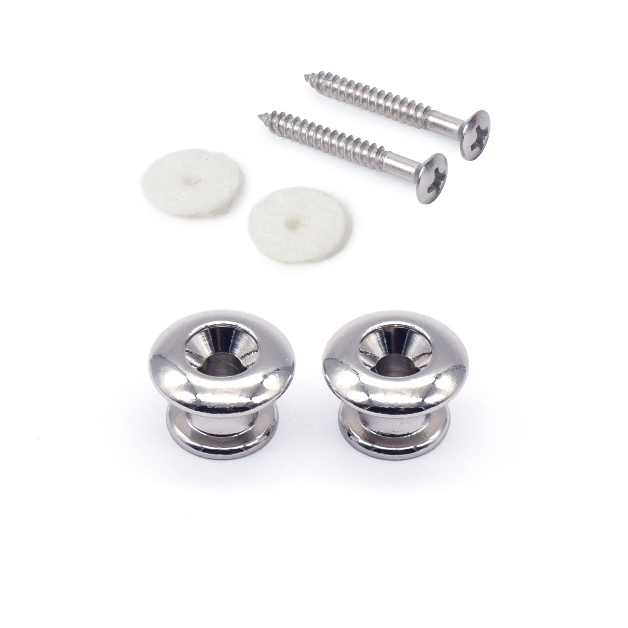 StewMac Strap Buttons, Chrome, Set of 2