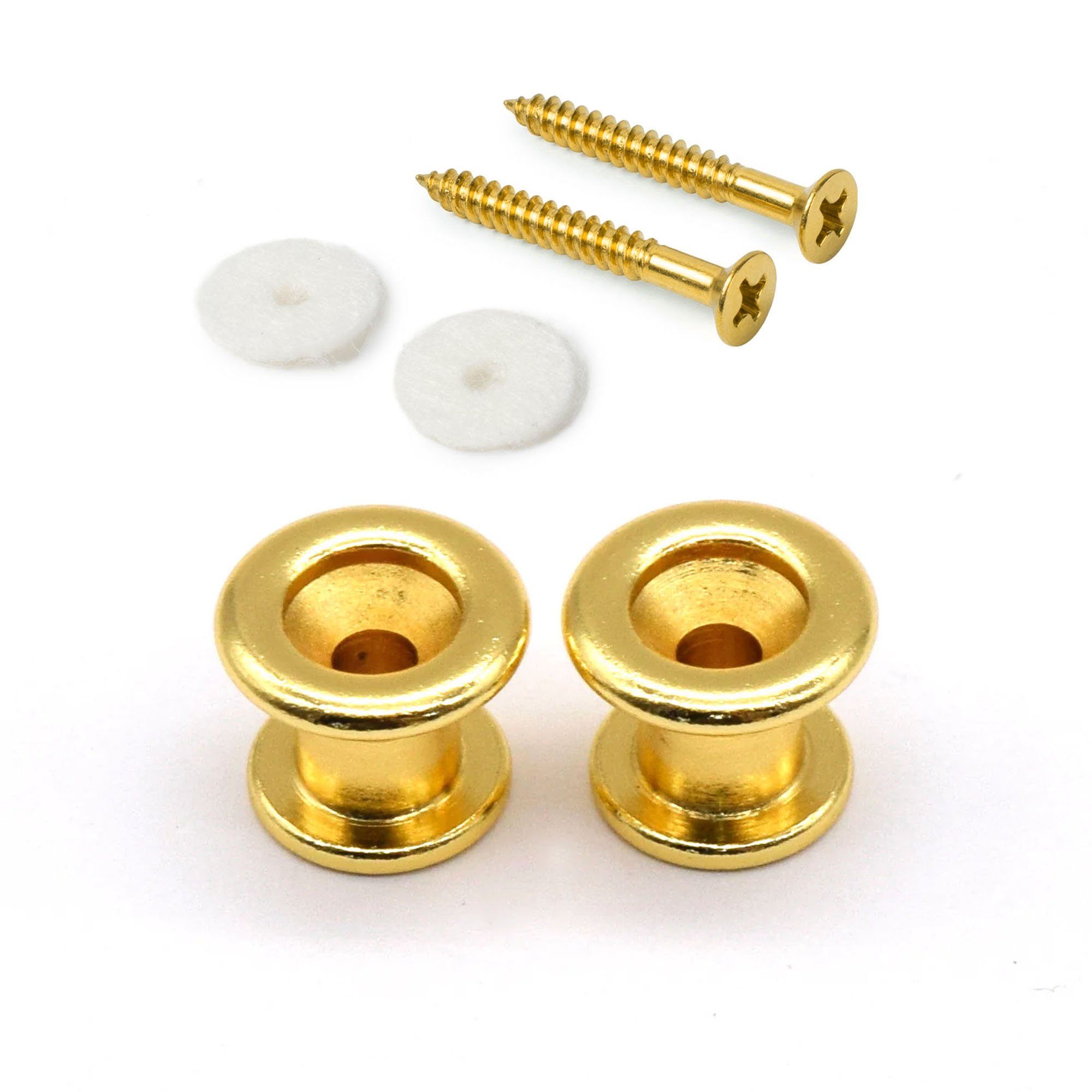 StewMac Long Strap Buttons, Gold, Set of 2