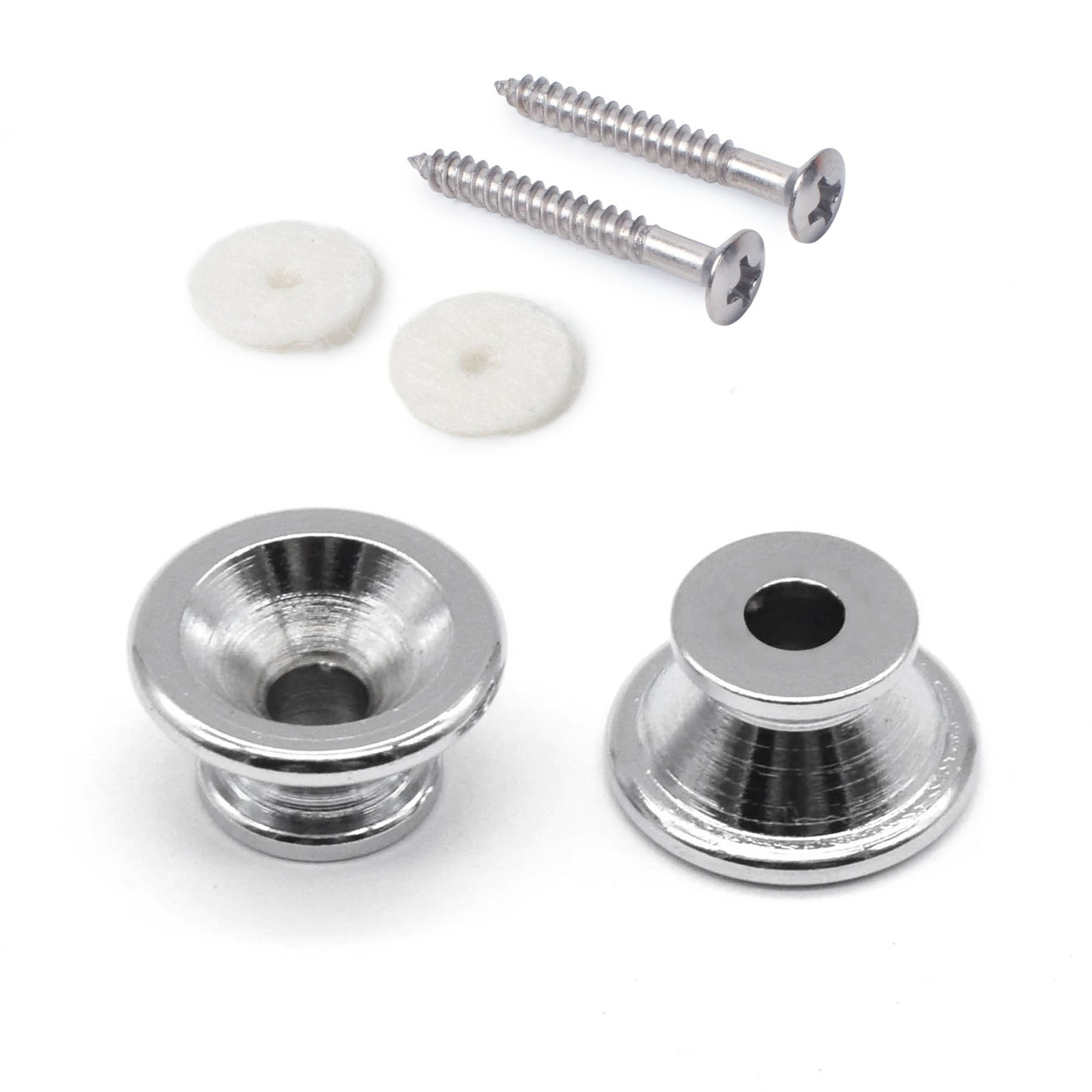 StewMac Large Strap Buttons, Chrome, Set of 2