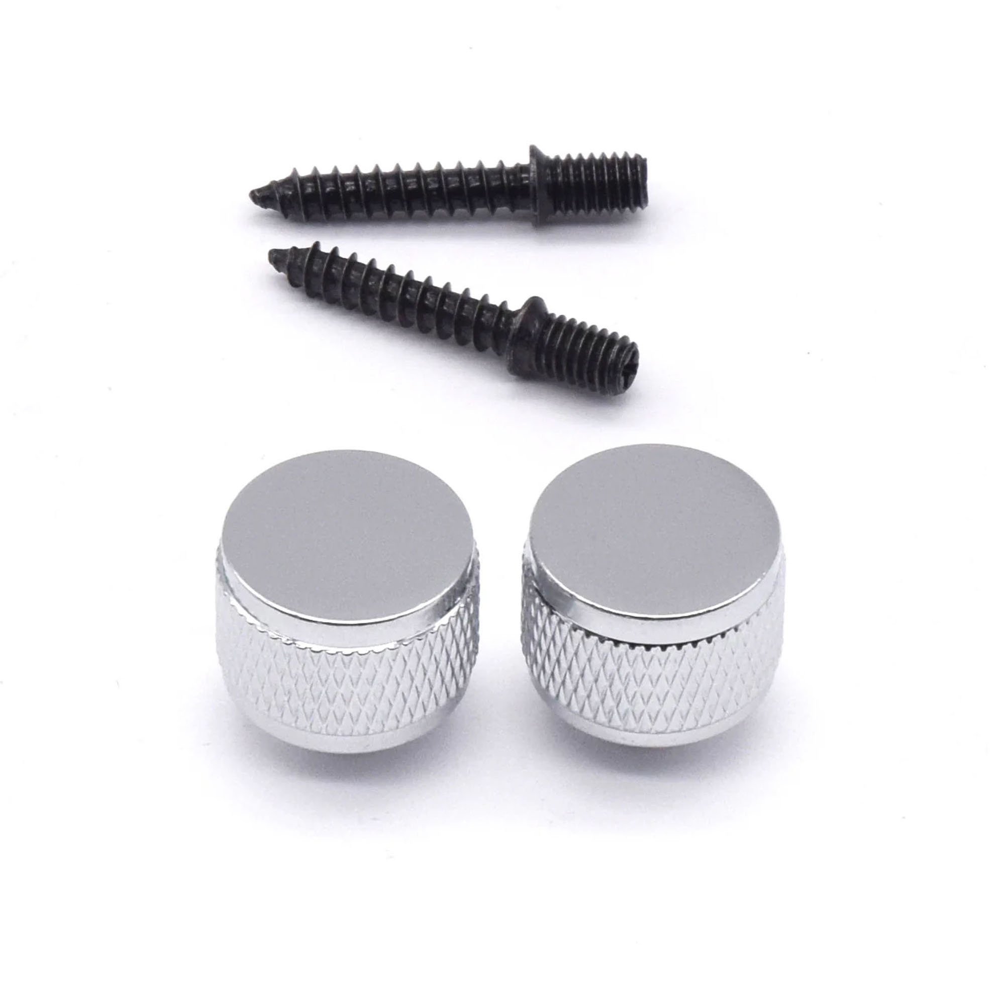 StewMac Knurled Strap Buttons, Chrome, Set of 2