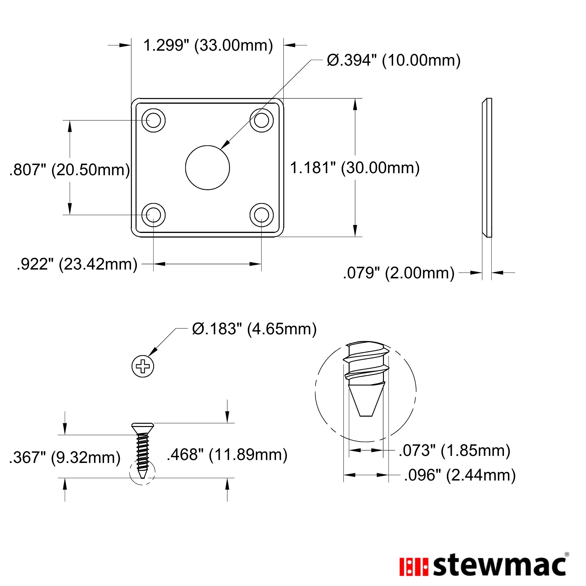 StewMac Plastic Jack Plate - StewMac