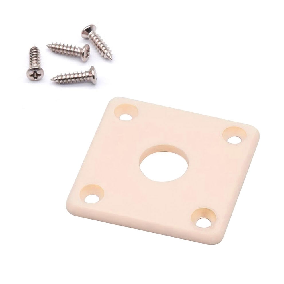 StewMac Square Plastic Jack Plate, Cream, Curved