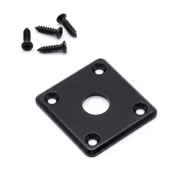 StewMac Square Plastic Jack Plate, Black, Flat
