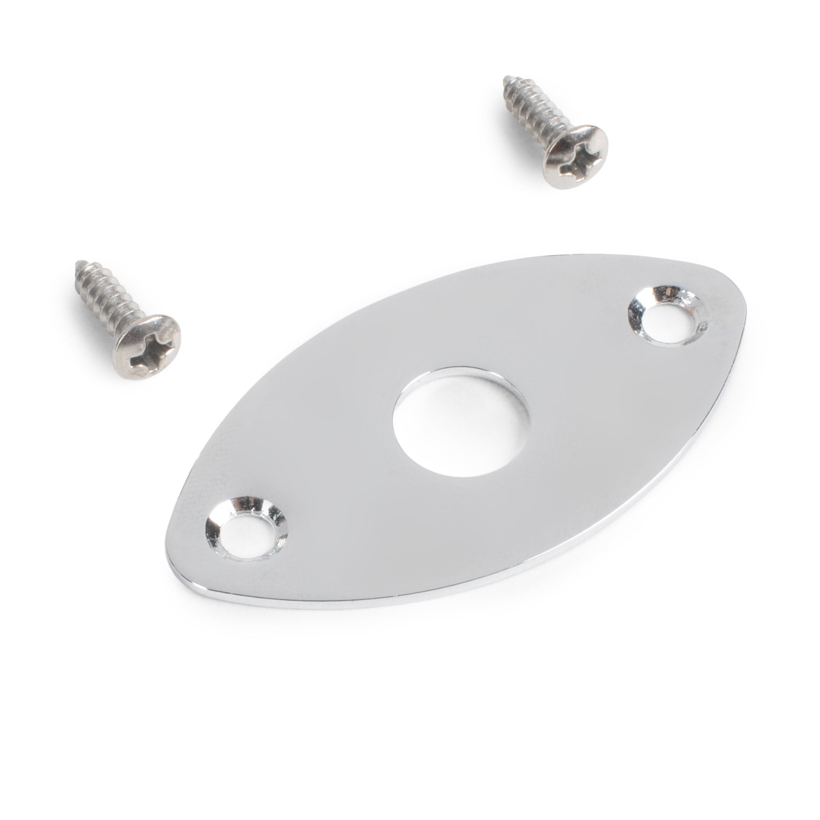 StewMac Oval Jack Plate, Flat, Chrome