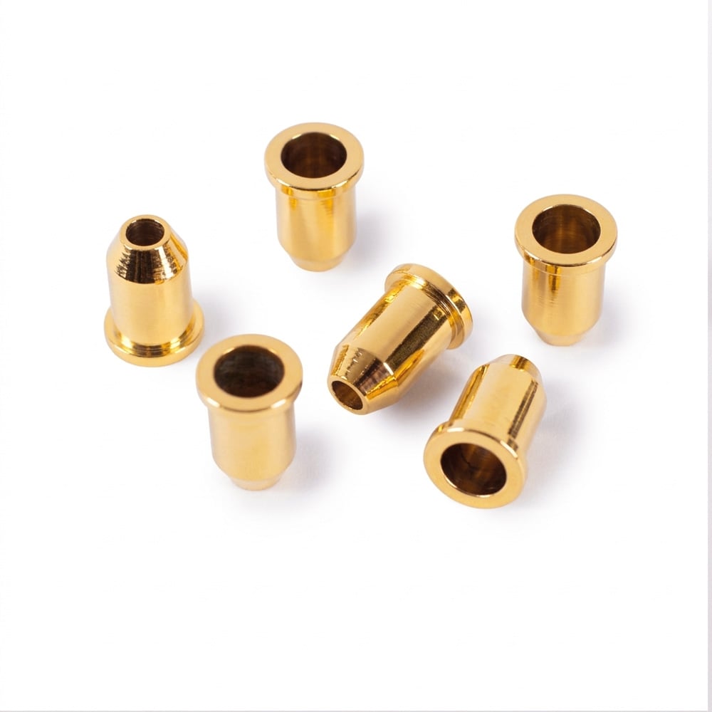 StewMac Guitar String-through Bullet Ferrules, Gold, Set of 6