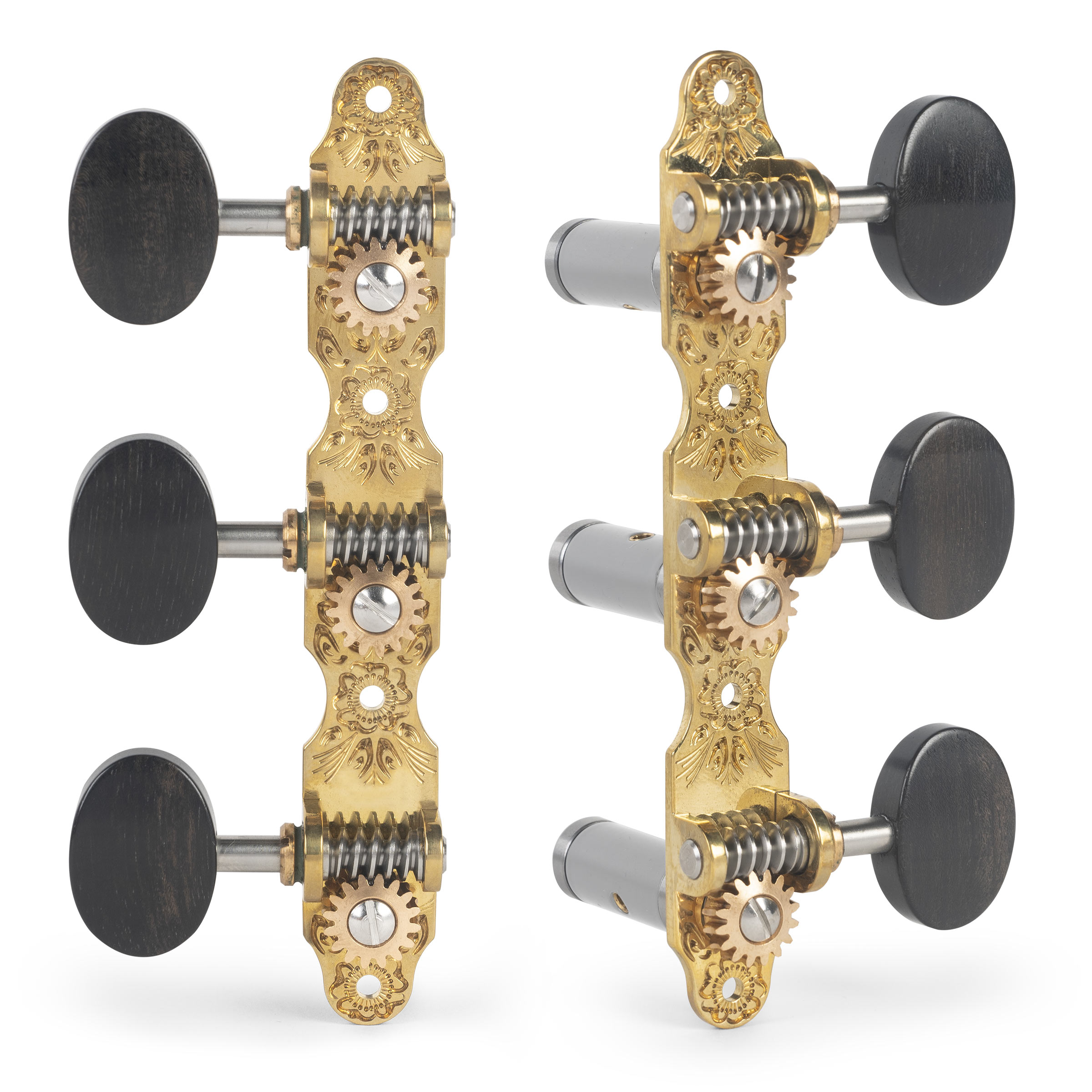 LIMITED EDITION Prototype Sloane Classical Tuners with Aluminum Rollers, Flower Baseplate, Ebony Knobs