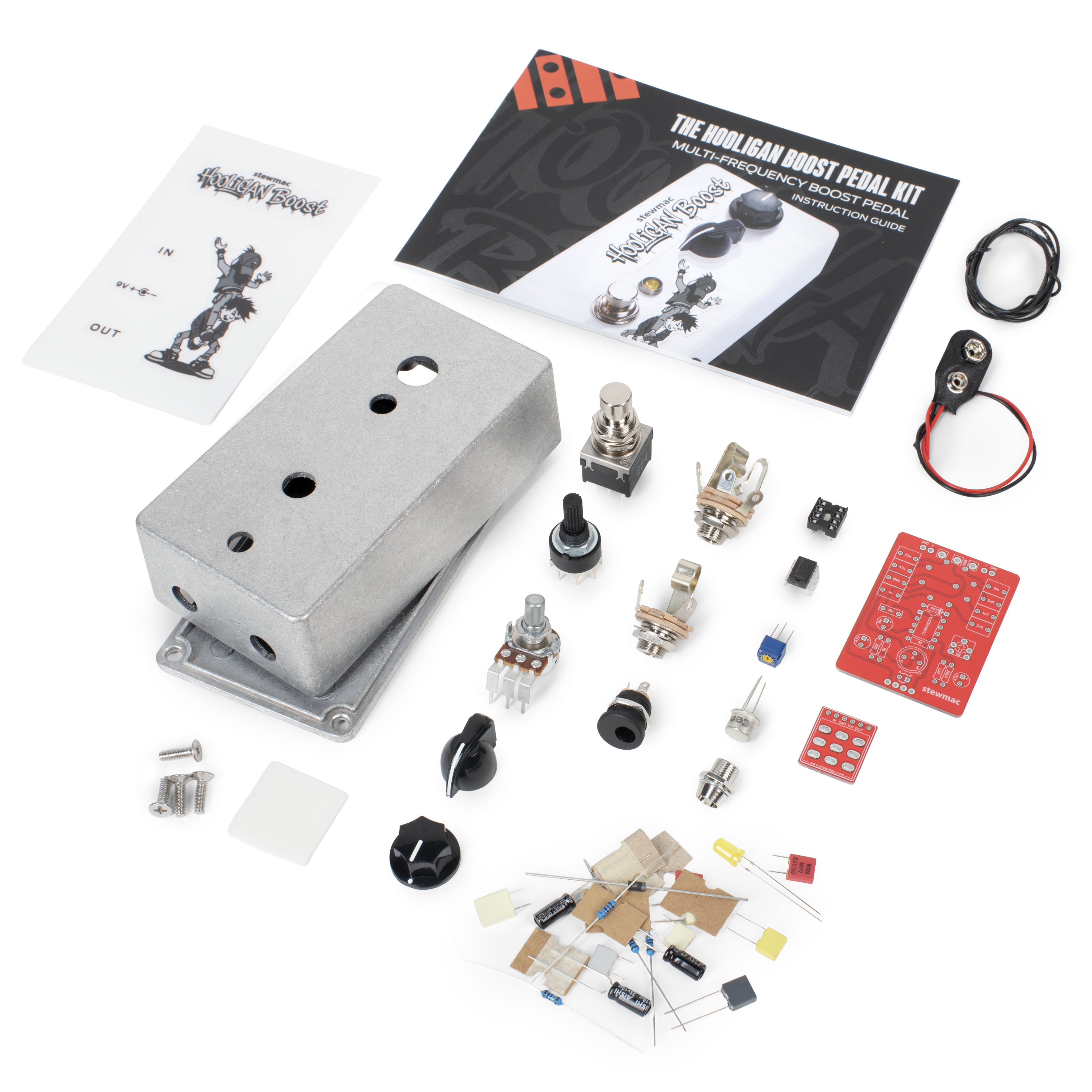 StewMac Hooligan Boost DIY Pedal Kit, With Bare Enclosure