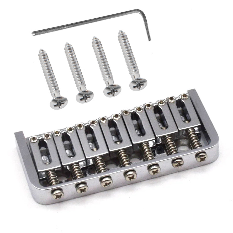 StewMac 7-String Hardtail Bridge, Hipshot-style, Chrome