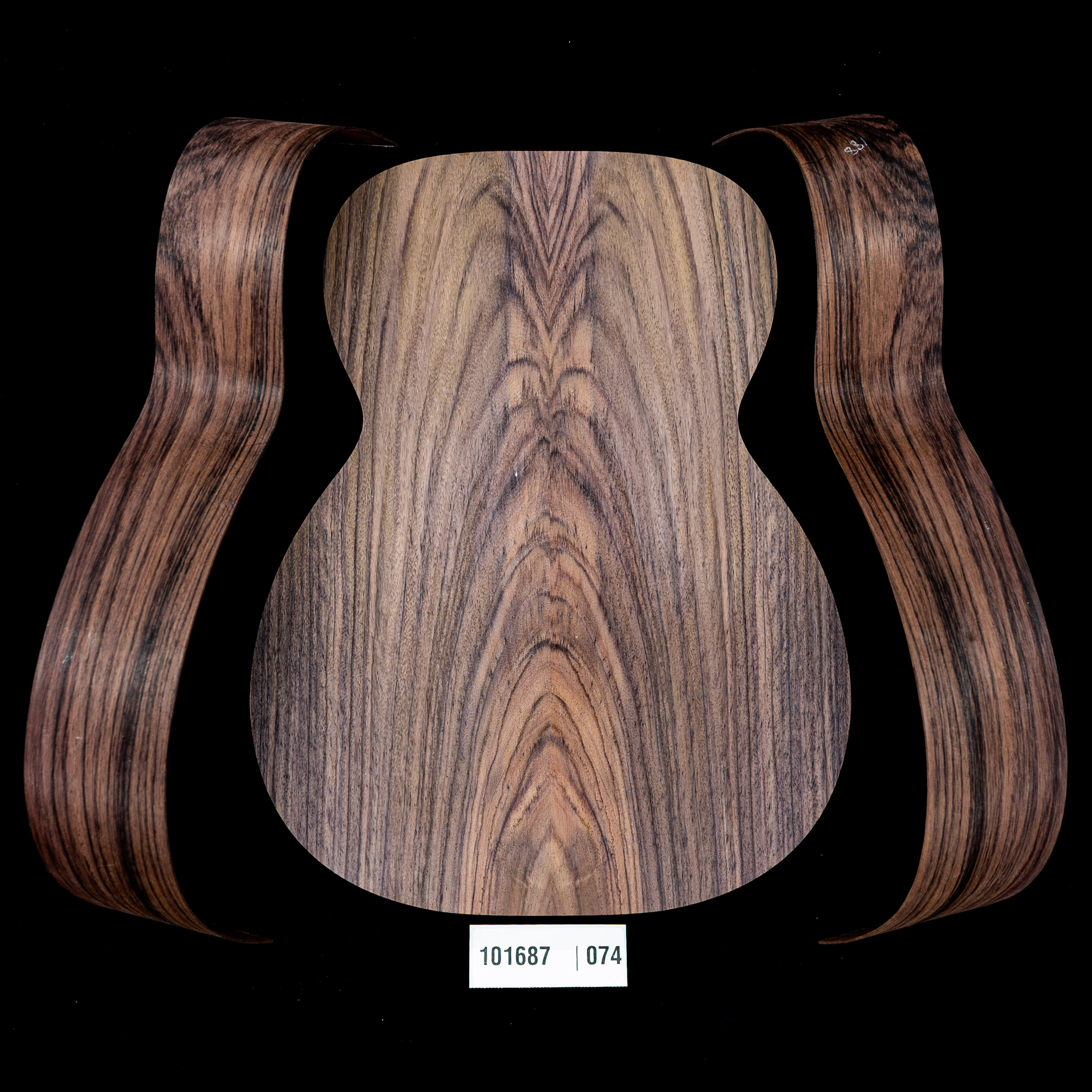 Wild Grain East Indian Rosewood Joined Back + Bent Side Set for OM Guitar - 074