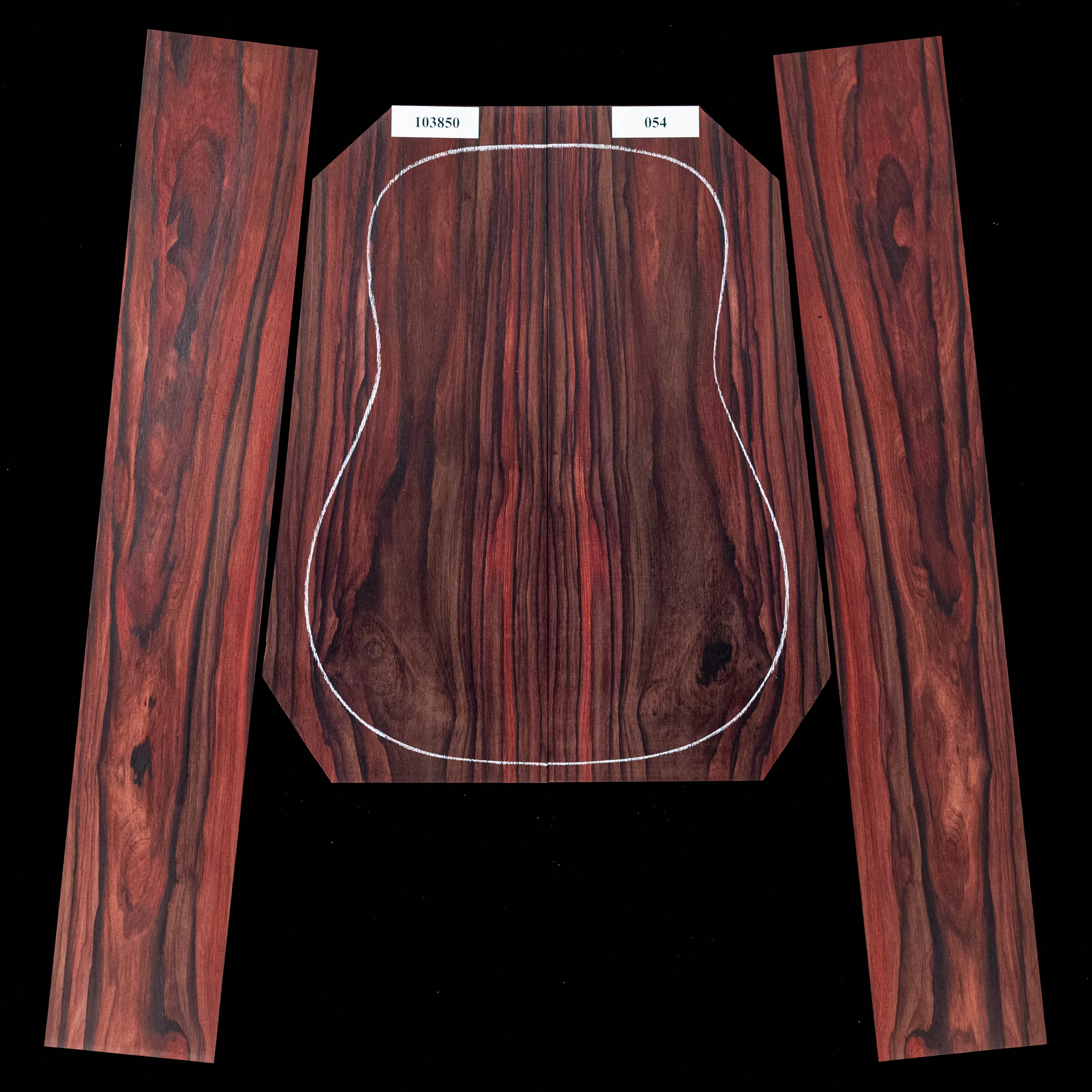 希少 ビンテージトレイ rosewood Bois de Rose Back + Side Set - 054 - StewMac