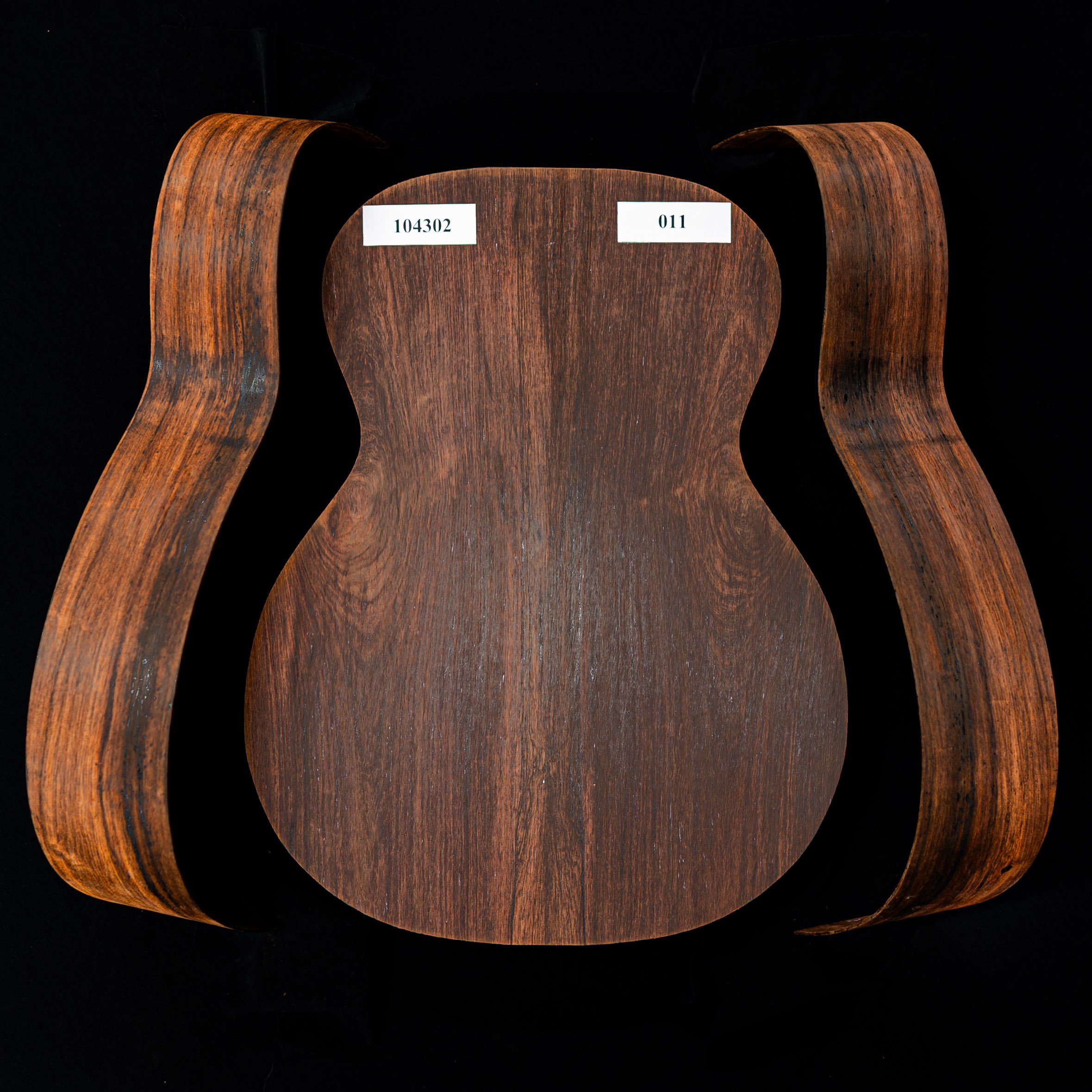 Madagascar Rosewood Joined Back + Bent Side Set for OM Guitar - 011