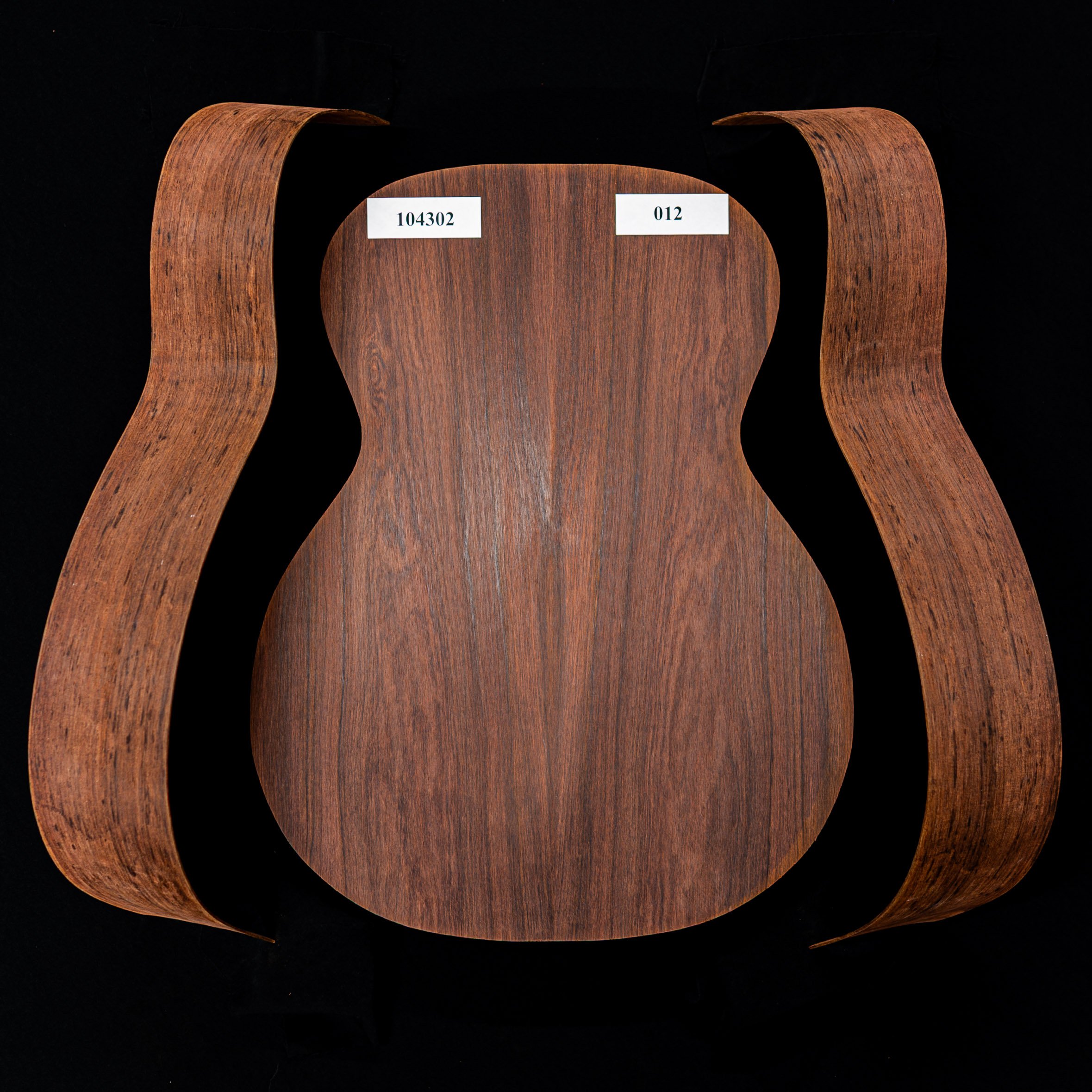 Madagascar Rosewood Joined Back + Bent Side Set for OM Guitar - 012