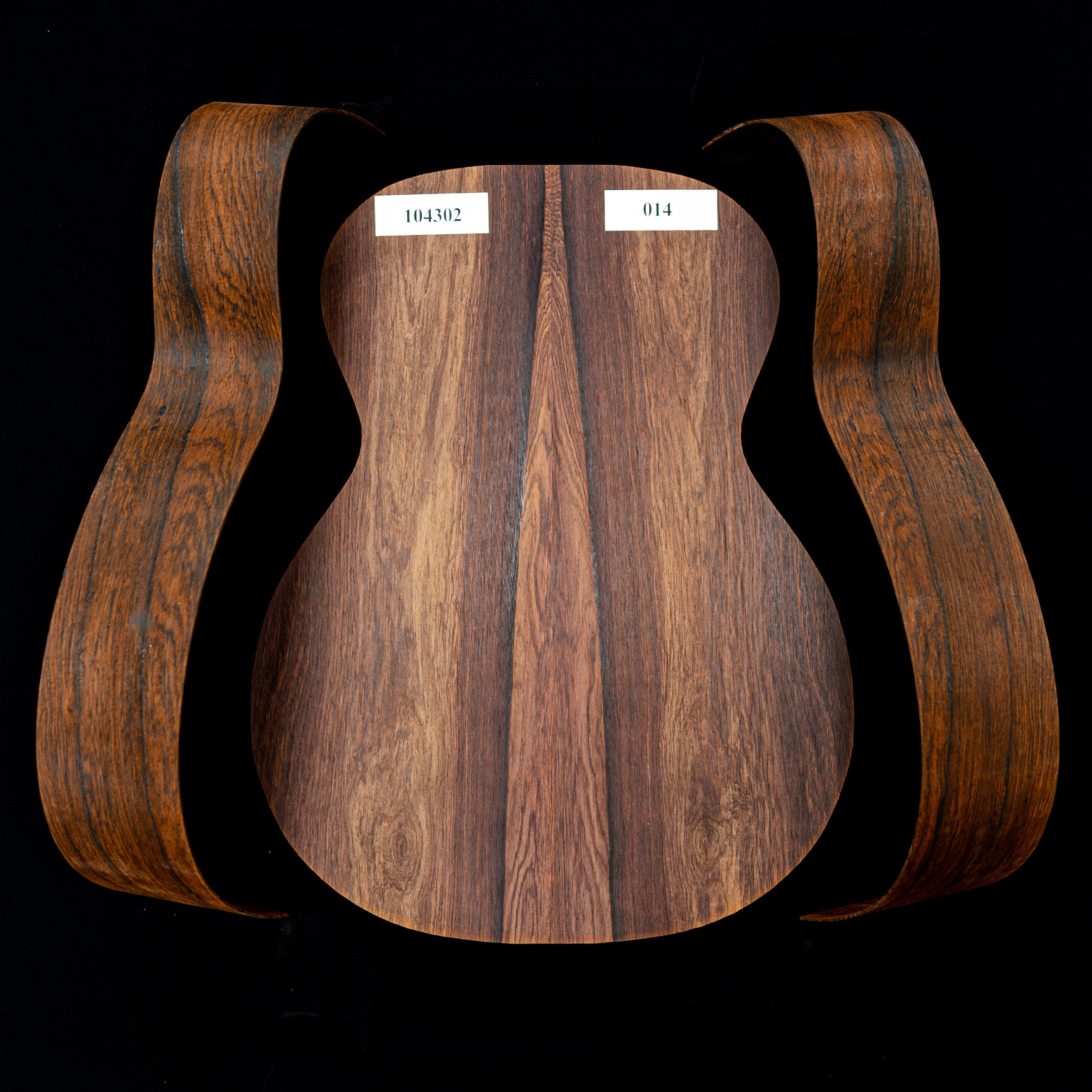 Madagascar Rosewood Joined Back + Bent Side Set for OM Guitar - 014