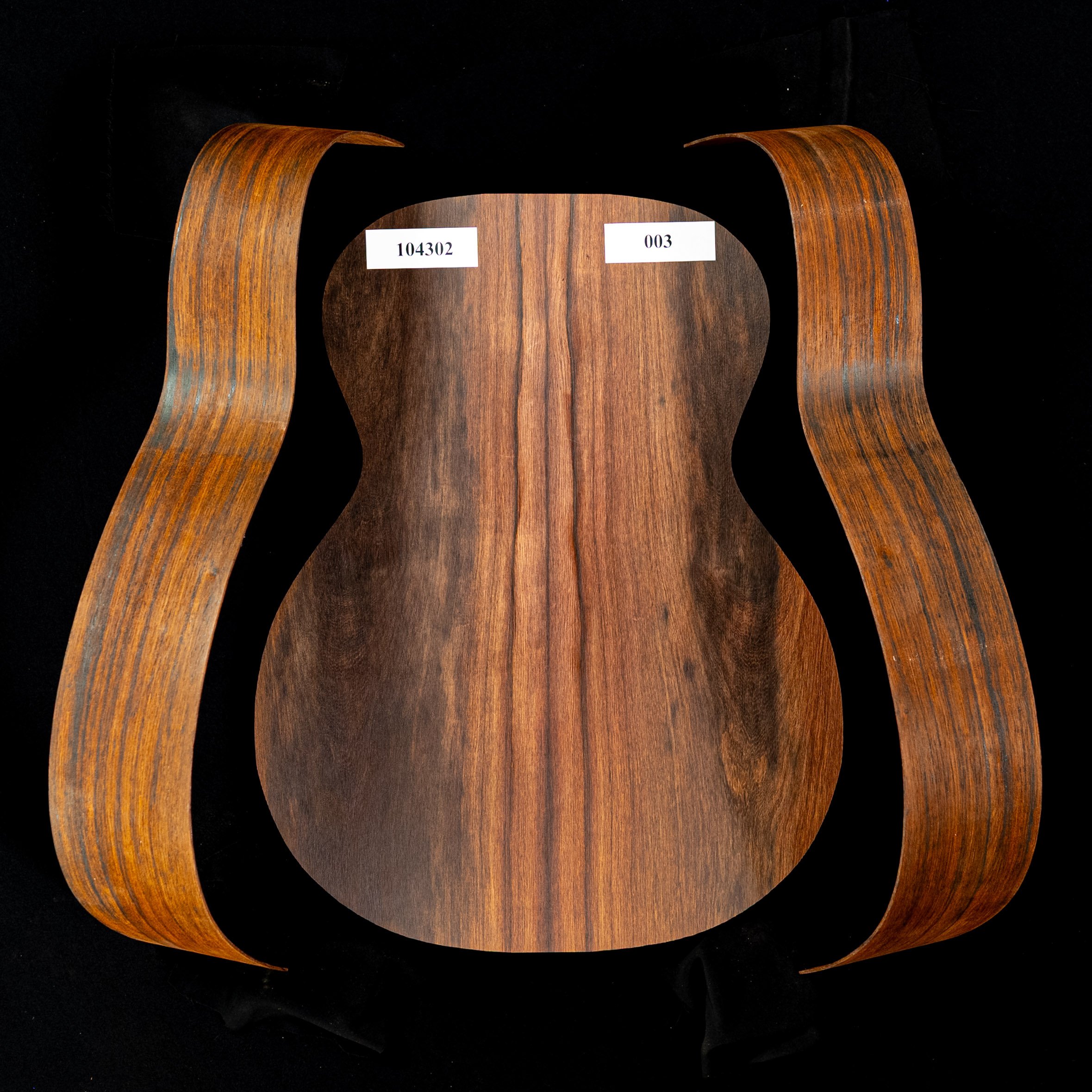 Madagascar Rosewood Joined Back + Bent Side Set for OM Guitar - 003