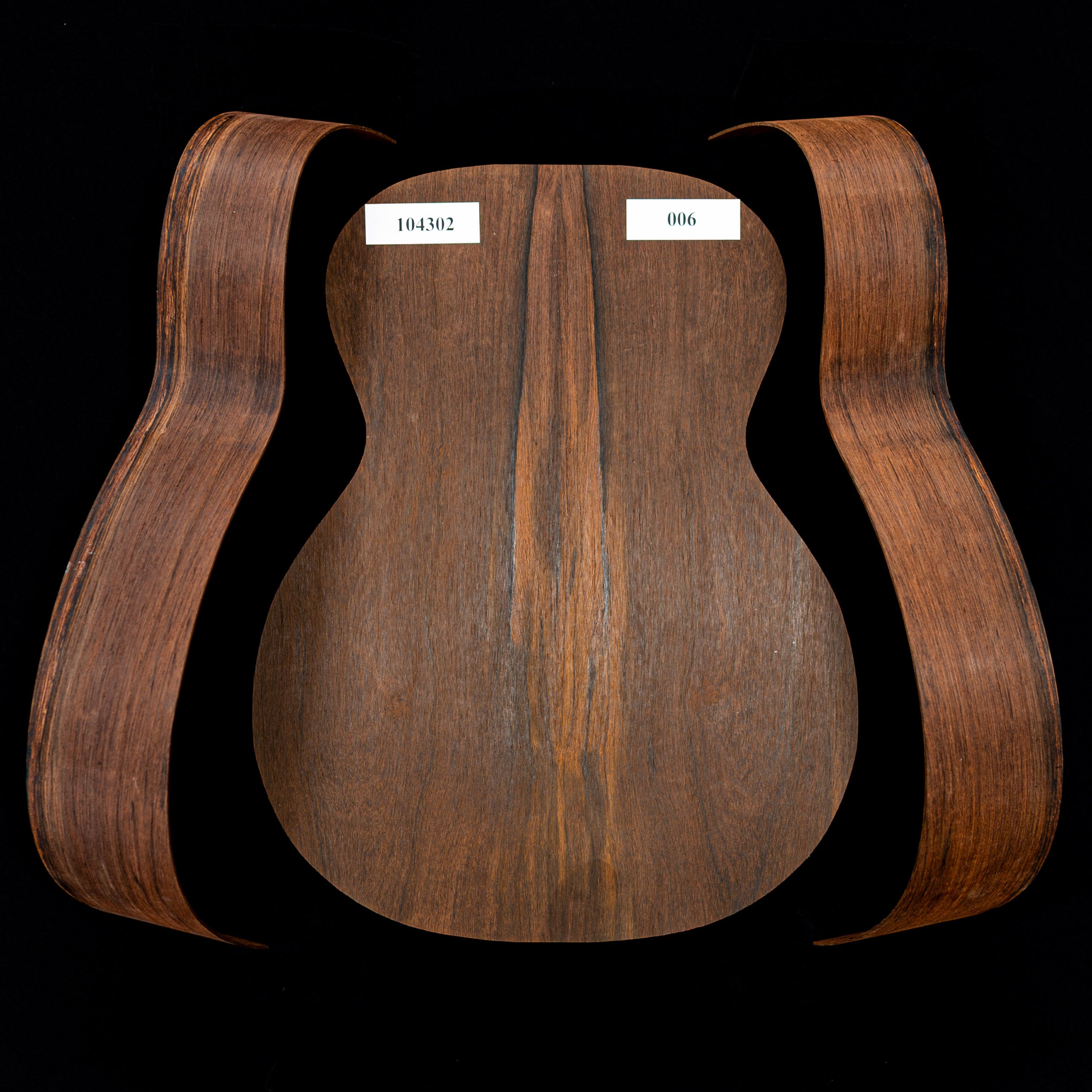 Madagascar Rosewood Joined Back + Bent Side Set for OM Guitar - 006