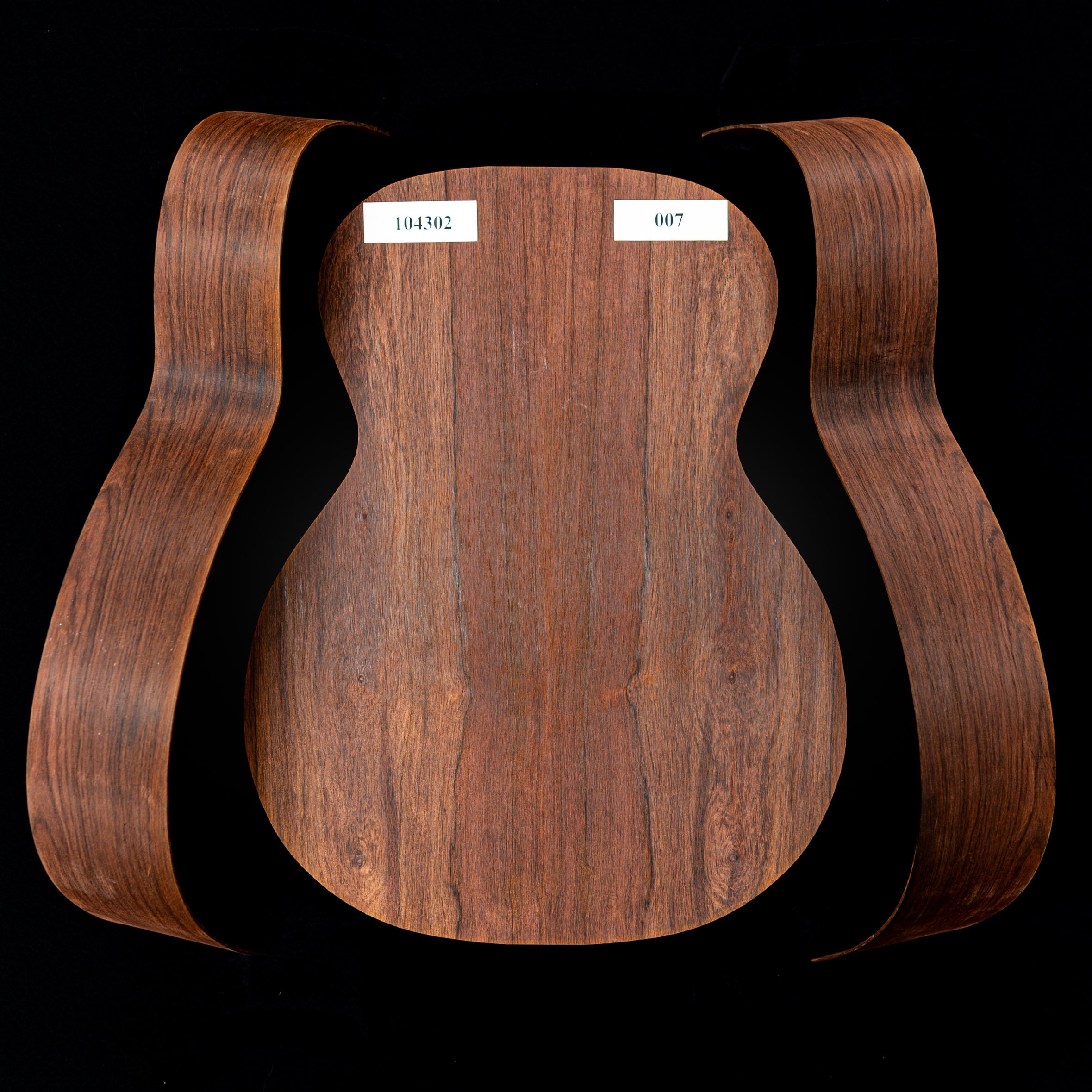Madagascar Rosewood Joined Back + Bent Side Set for OM Guitar - 007