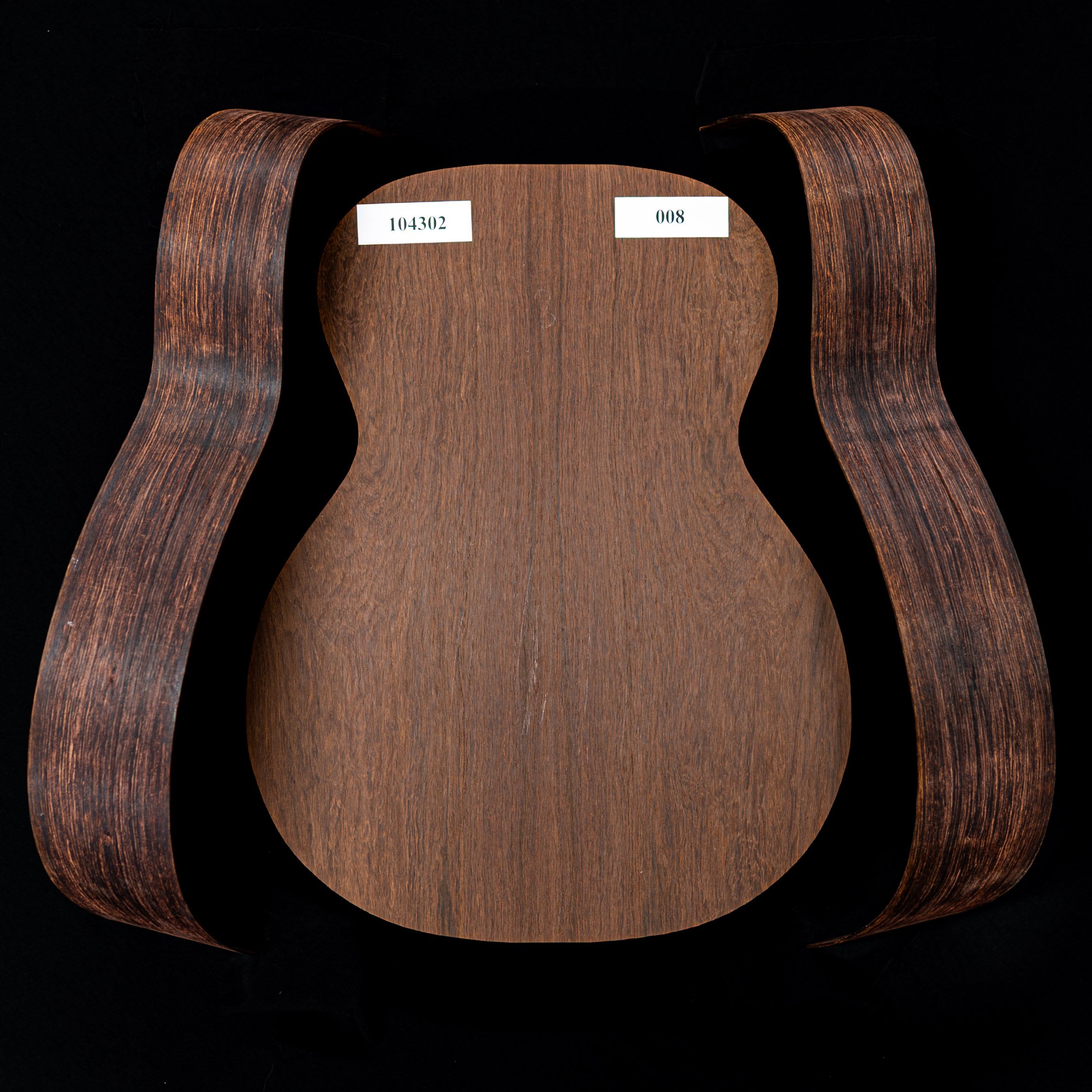 Madagascar Rosewood Joined Back + Bent Side Set for OM Guitar - 008