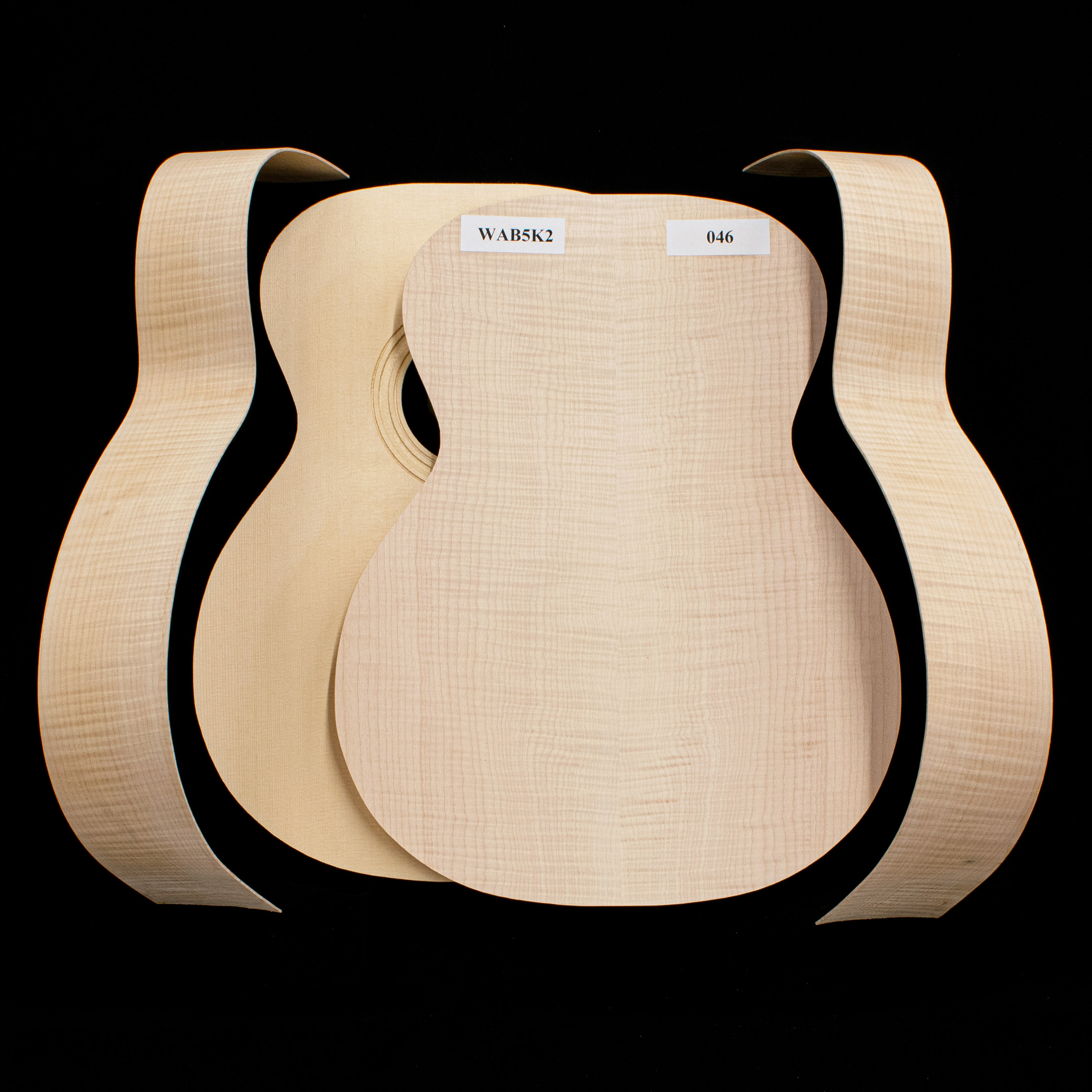 WoodStax Flame Maple OM Guitar Kit, Bolt-on Neck - 046