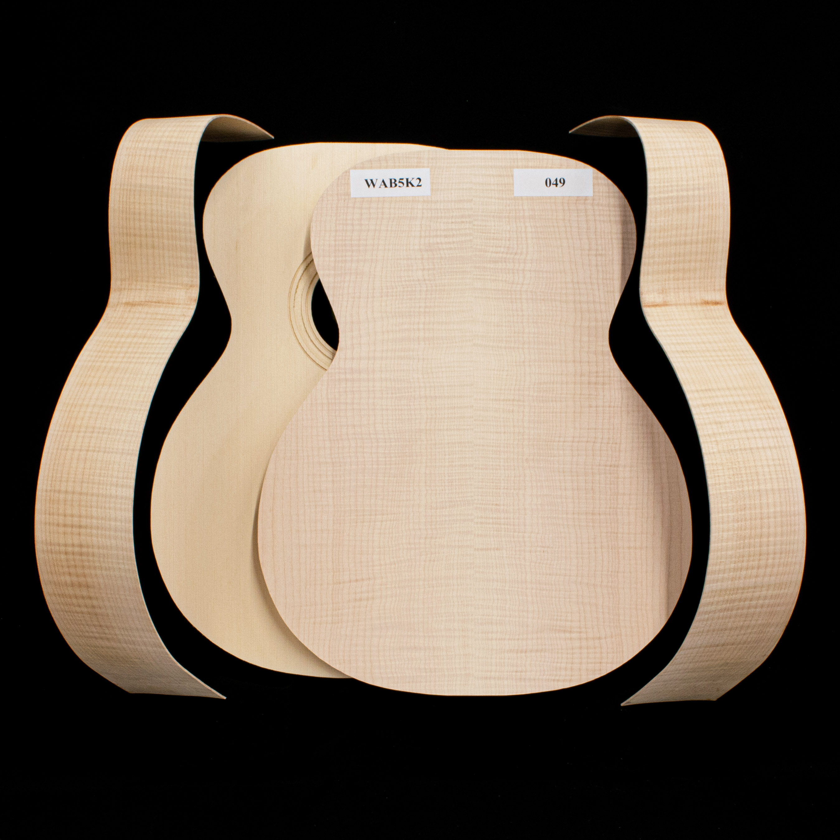 WoodStax Flame Maple OM Guitar Kit, Bolt-on Neck - 049