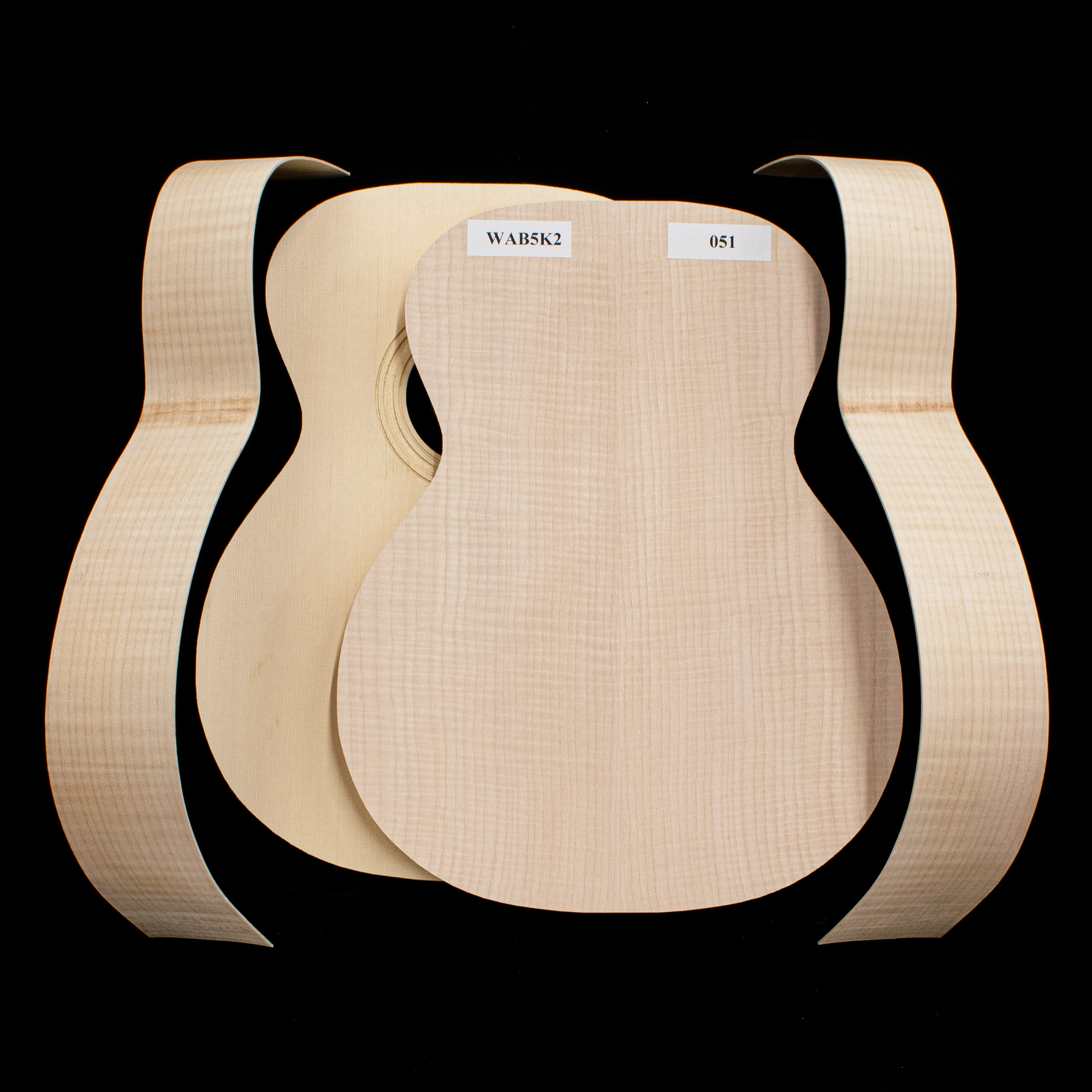 WoodStax Flame Maple OM Guitar Kit, Bolt-on Neck - 051