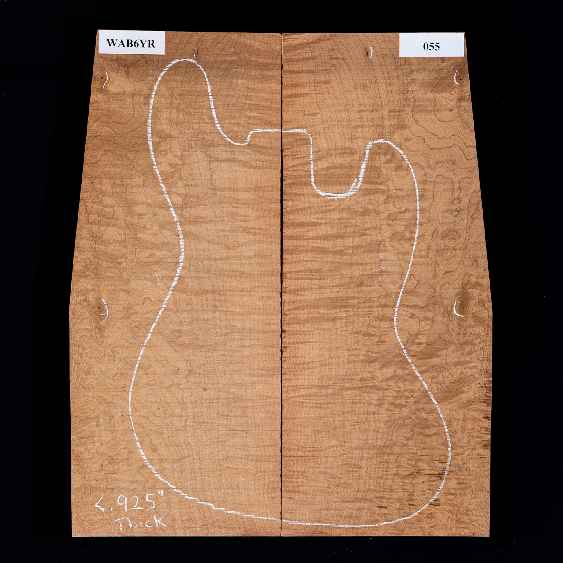 High-Flame Bigleaf Maple Torrefied Carved Top - 055 - StewMac