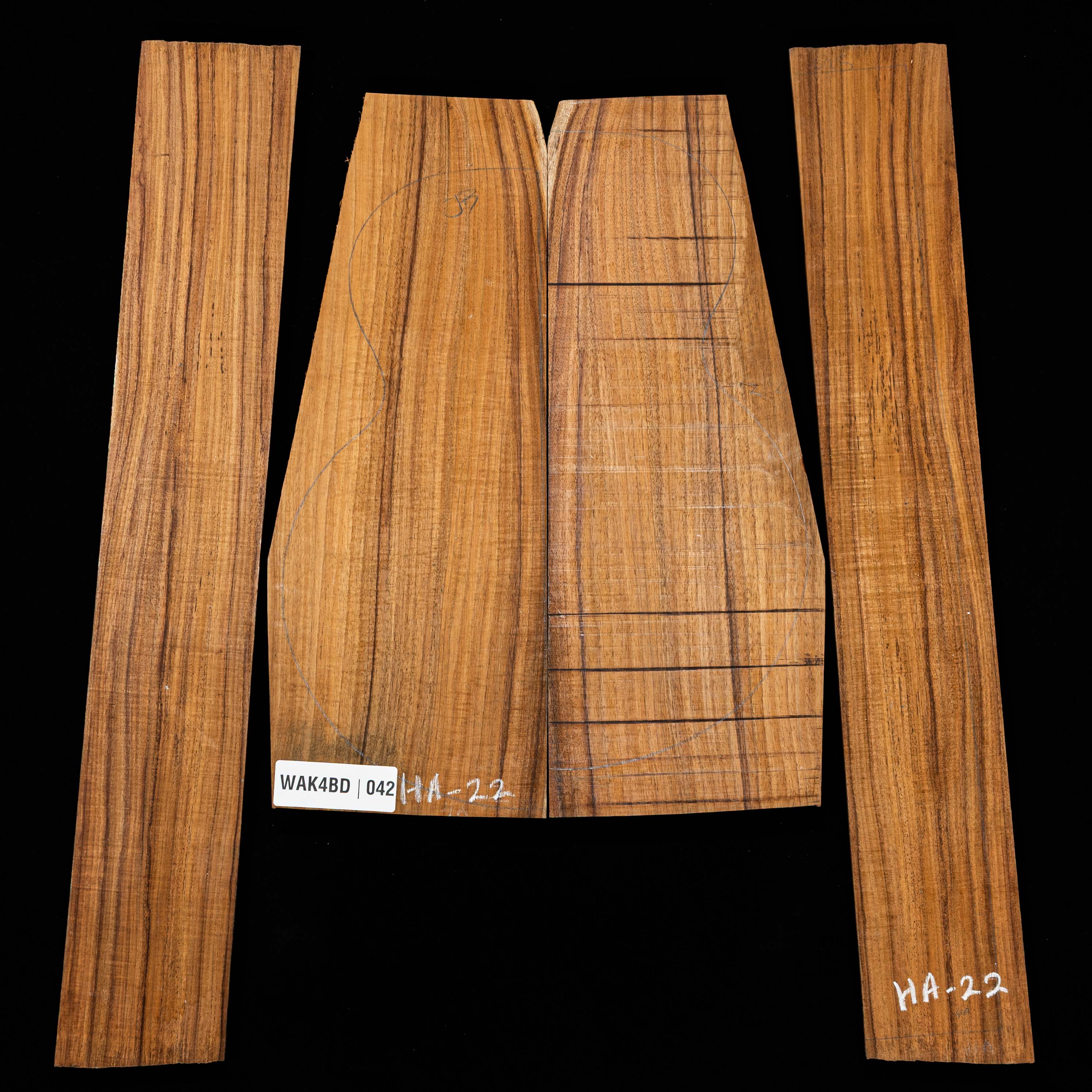 Flame Koa Back + Side Set - 042