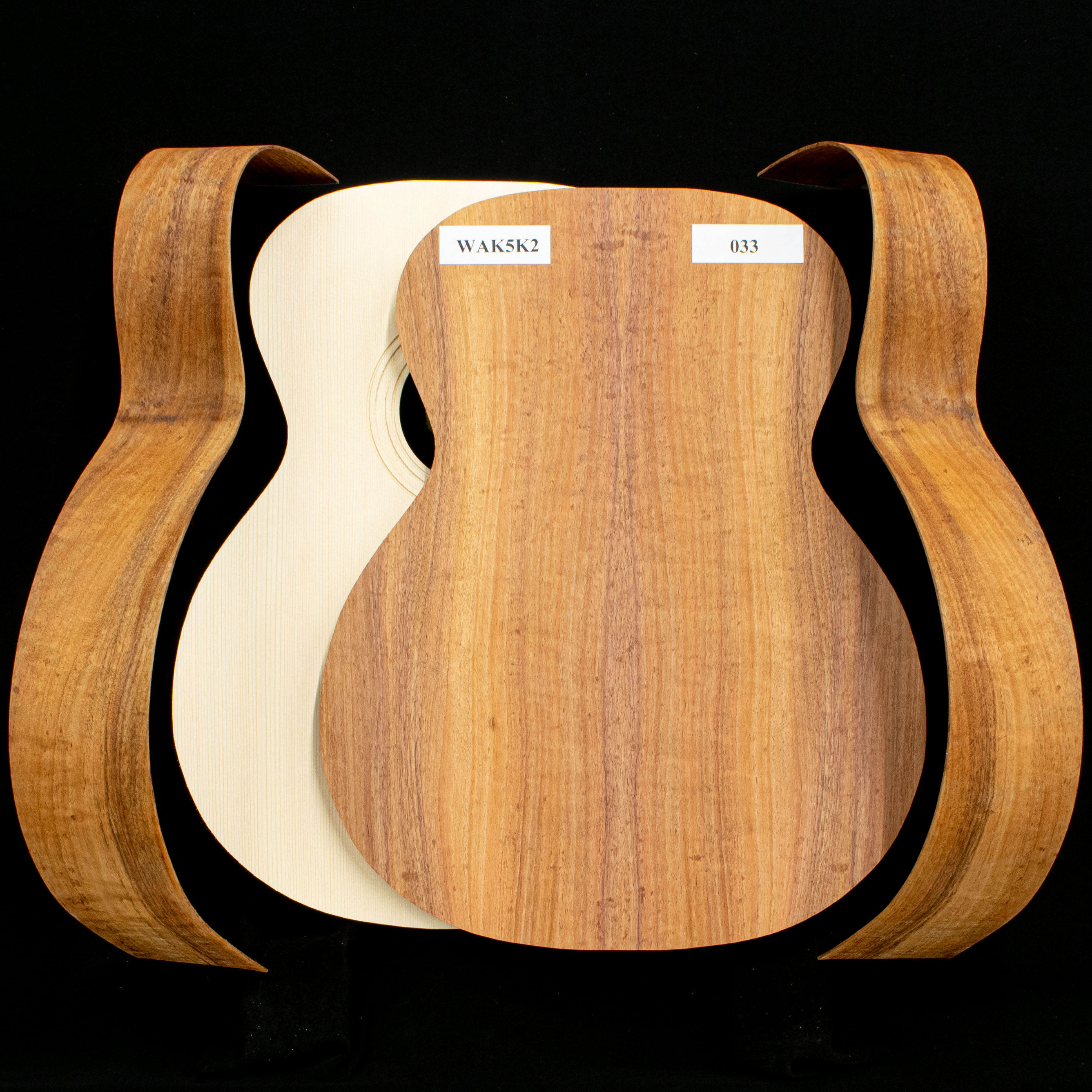 WoodStax Flame Koa OM Guitar Kit, Bolt-on Neck - 033