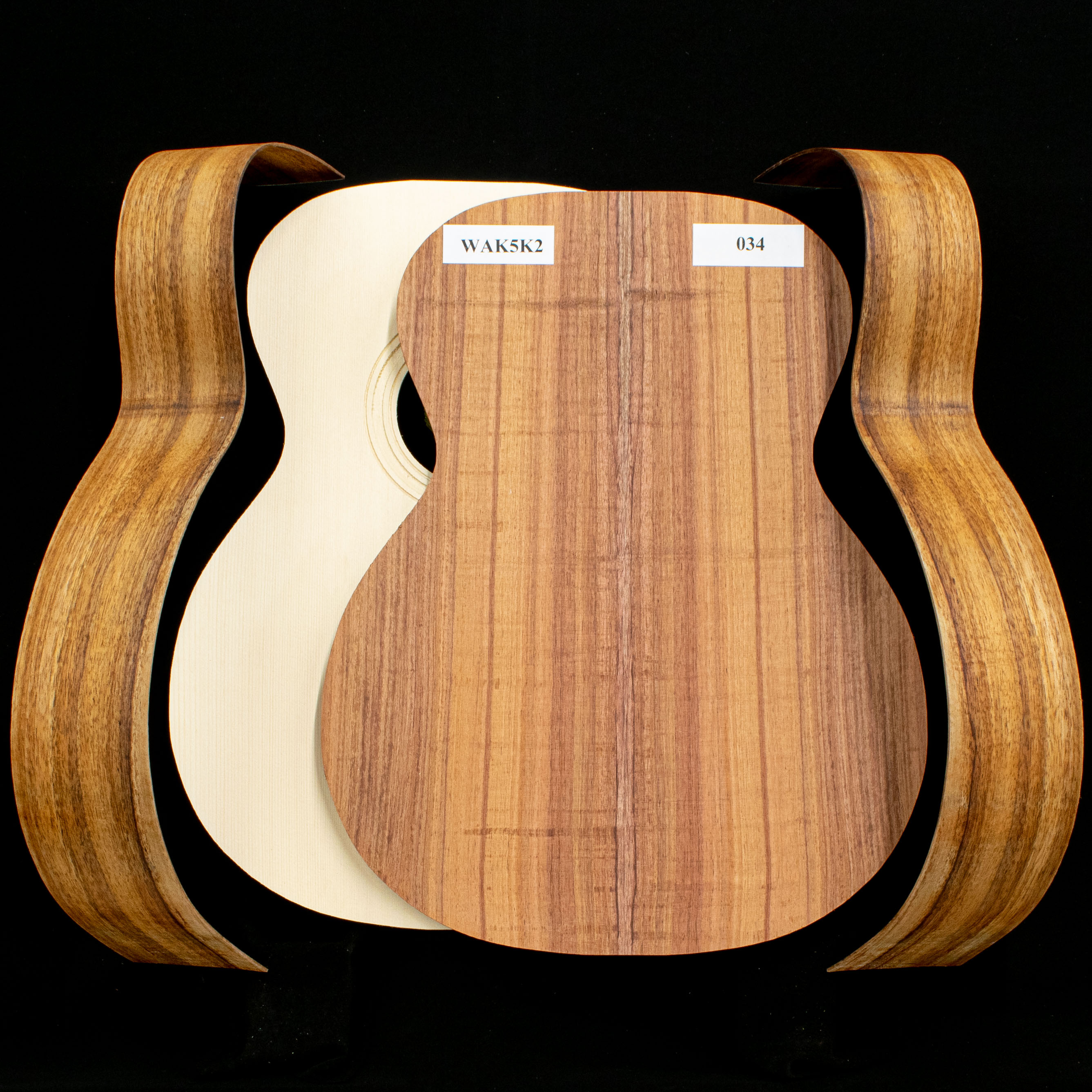 WoodStax Flame Koa OM Guitar Kit, Bolt-on Neck - 034