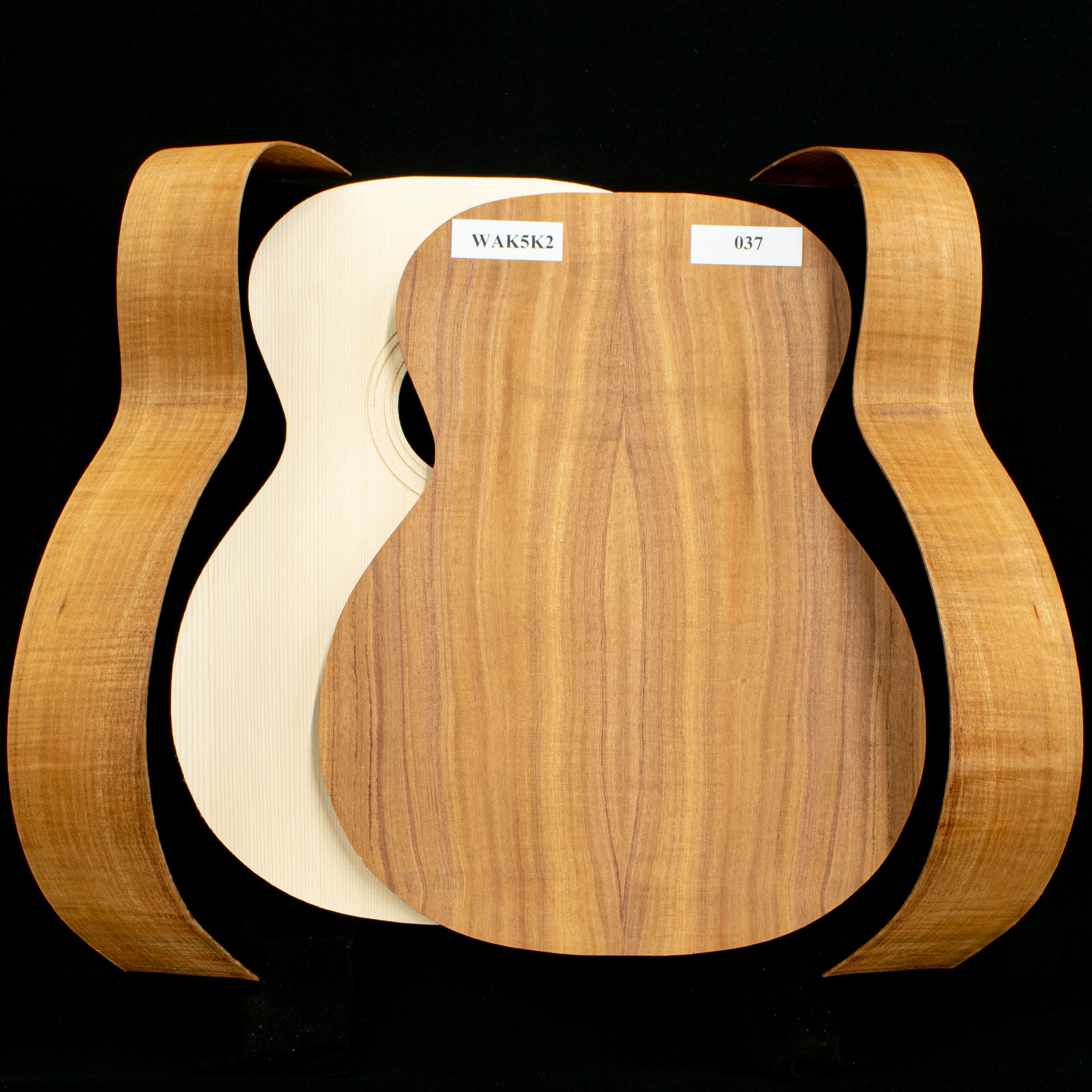 WoodStax Flame Koa OM Guitar Kit, Bolt-on Neck - 037