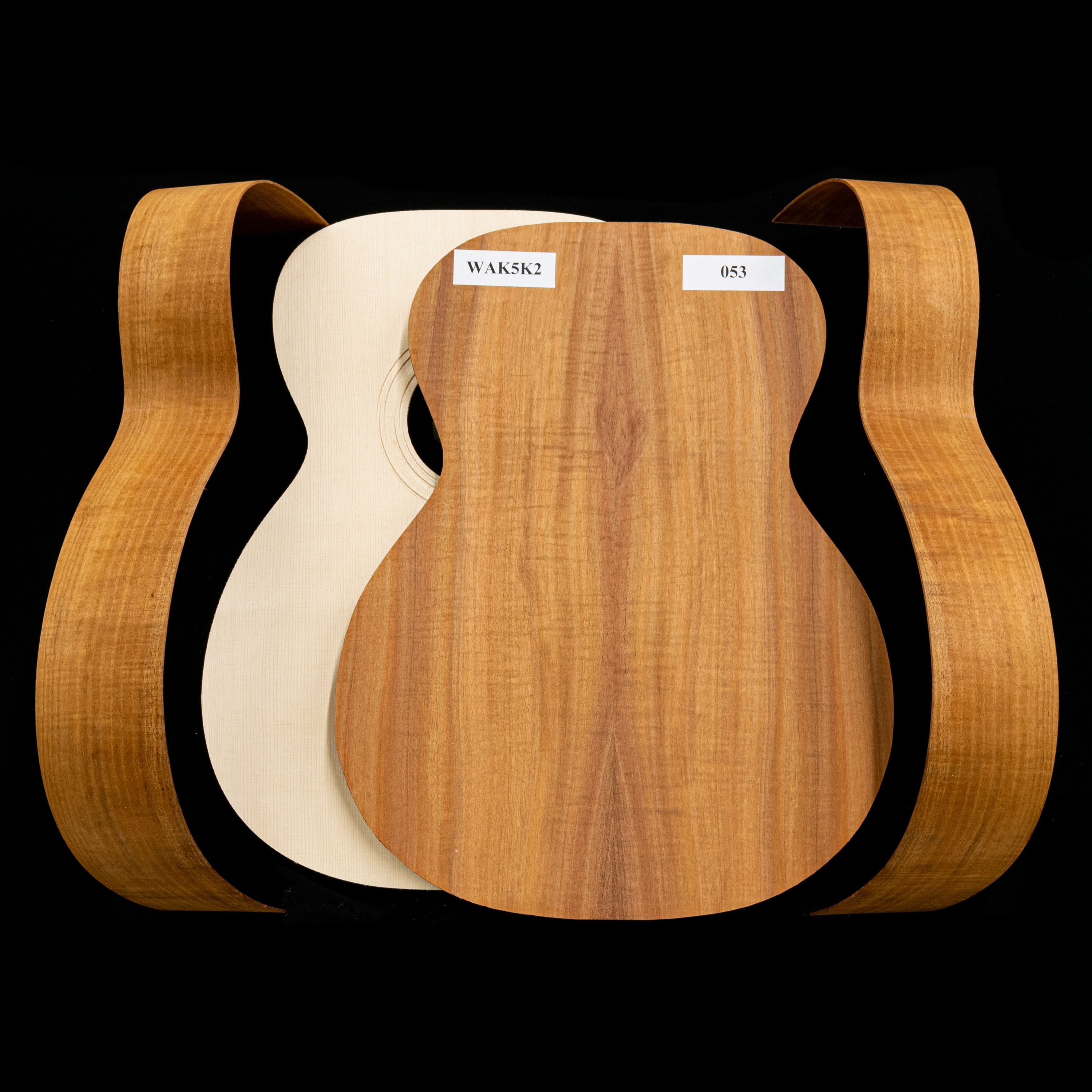 WoodStax Flame Koa OM Guitar Kit, Bolt-on Neck - 053 - StewMac