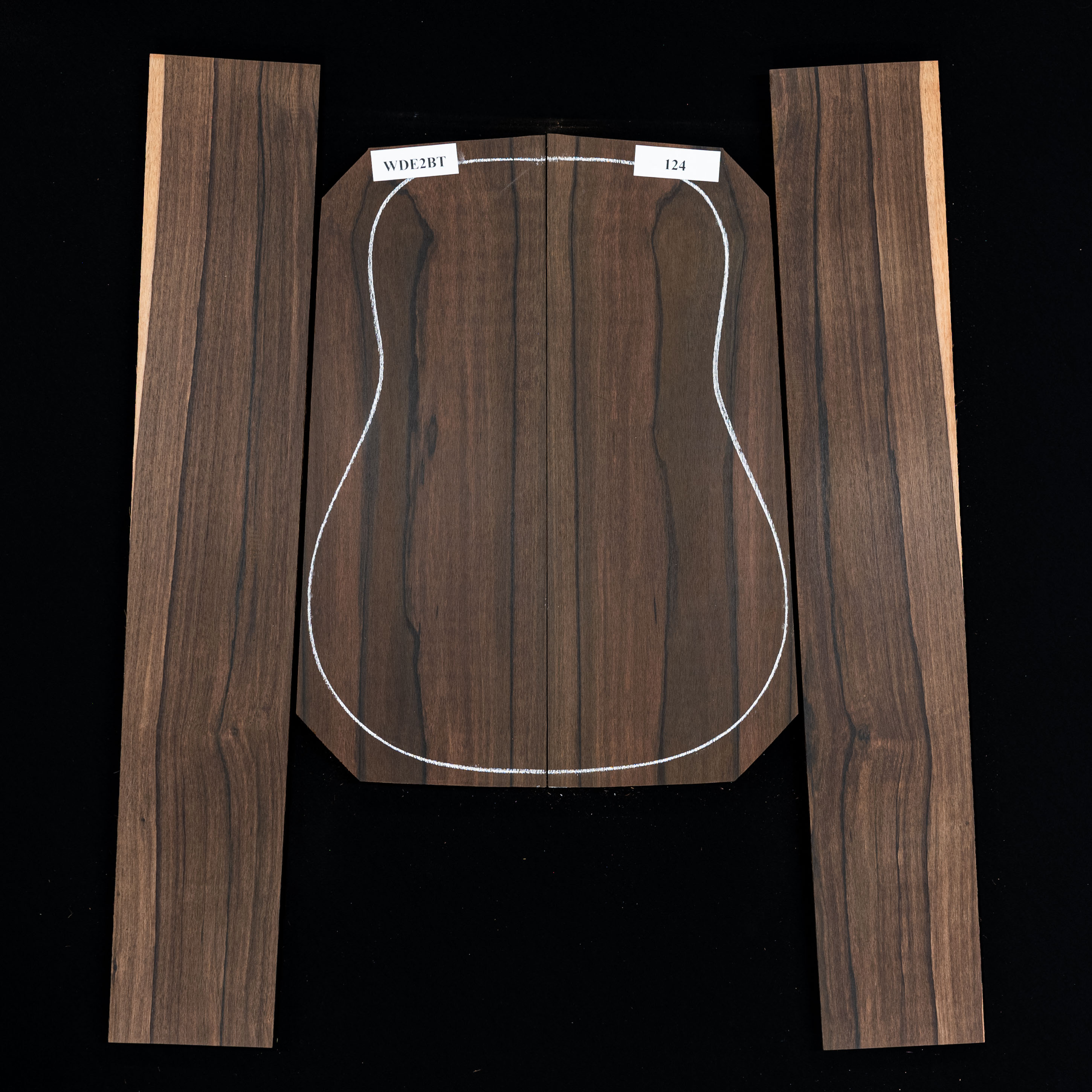 Malaysian Blackwood Back + Side Set - 124 - StewMac