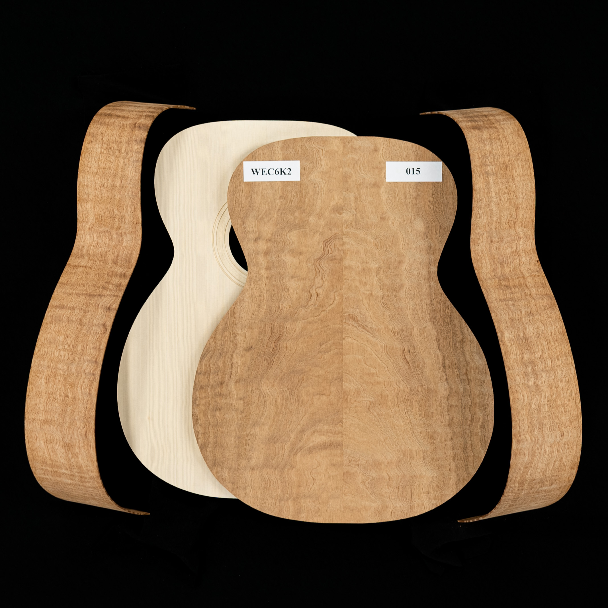 WoodStax Figured Sapele OM Guitar Kit, Bolt-On Neck - 015