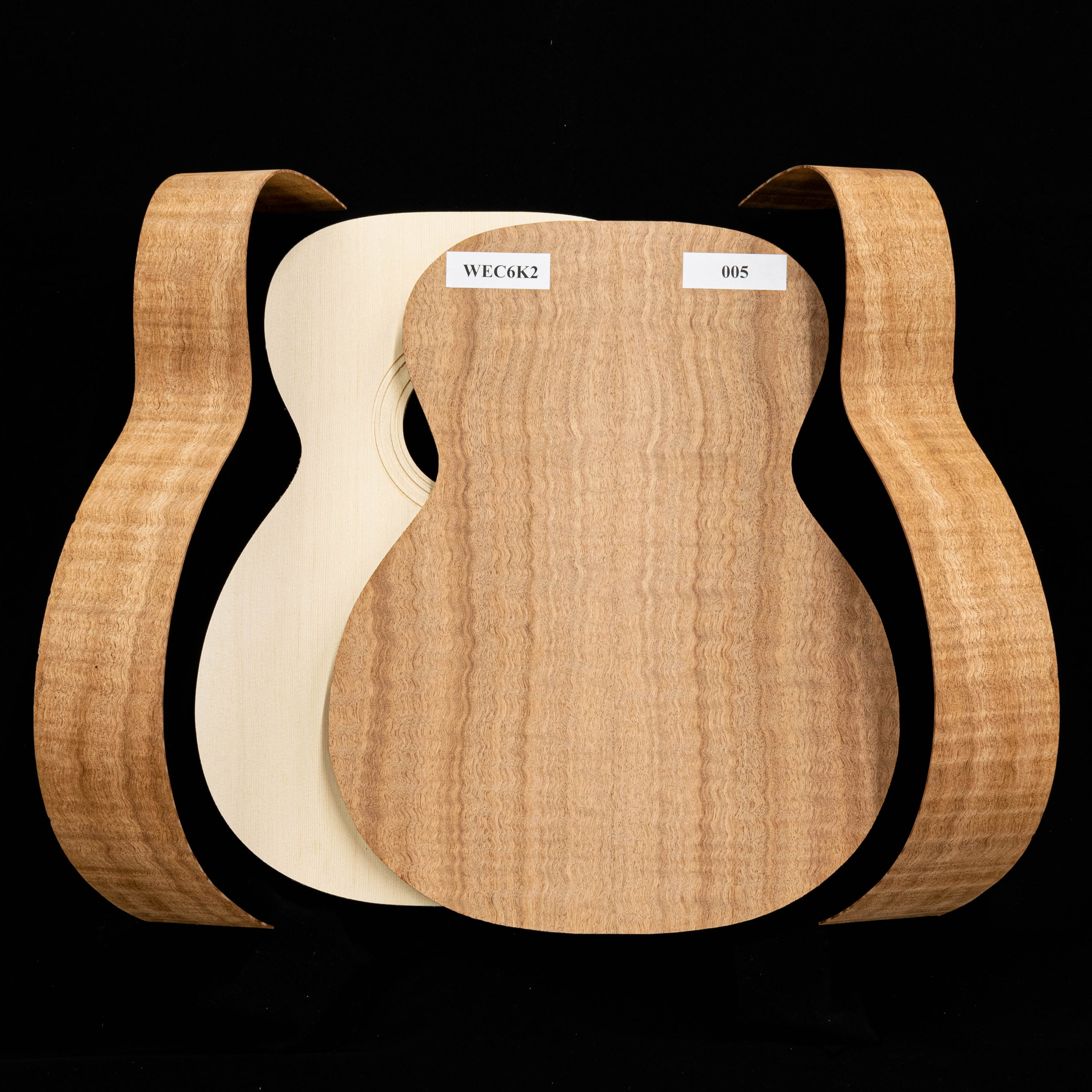 WoodStax Figured Sapele OM Guitar Kit, Bolt-On Neck - 005