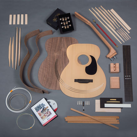 WoodStax Flame Walnut OM Guitar Kit, Bolt-on Neck - 173
