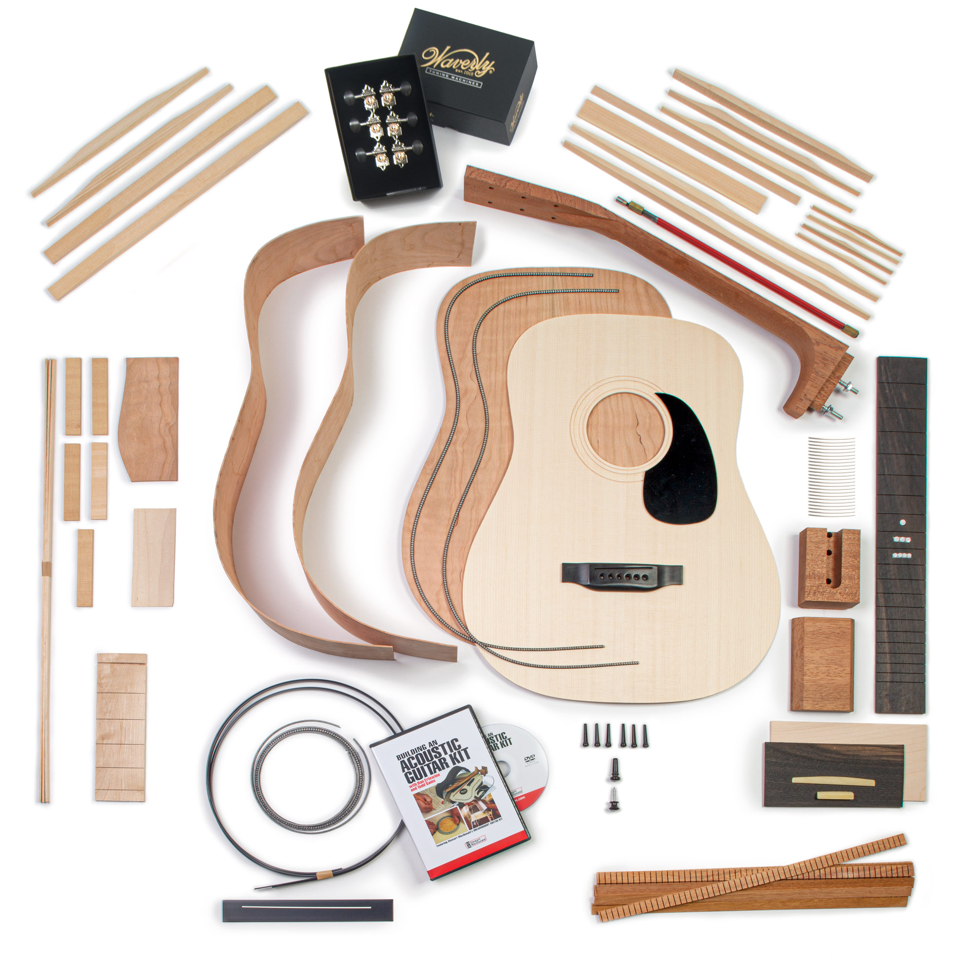 WoodStax Flamed Cherry Dreadnought Guitar Kit, Bolt-On Neck