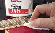 Lacquer drop fill: hiding a scratch on a customer's Les Paul - StewMac