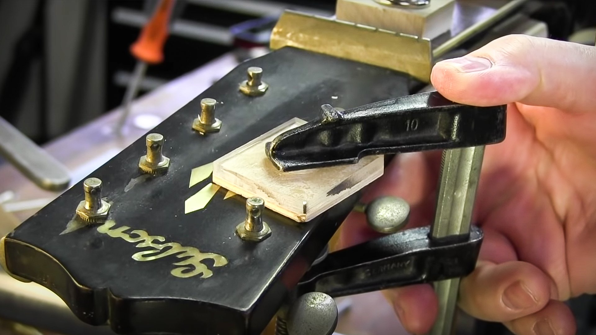 Homemade bushing puller to protect the peghead Homemade bushing puller to protect the peghead