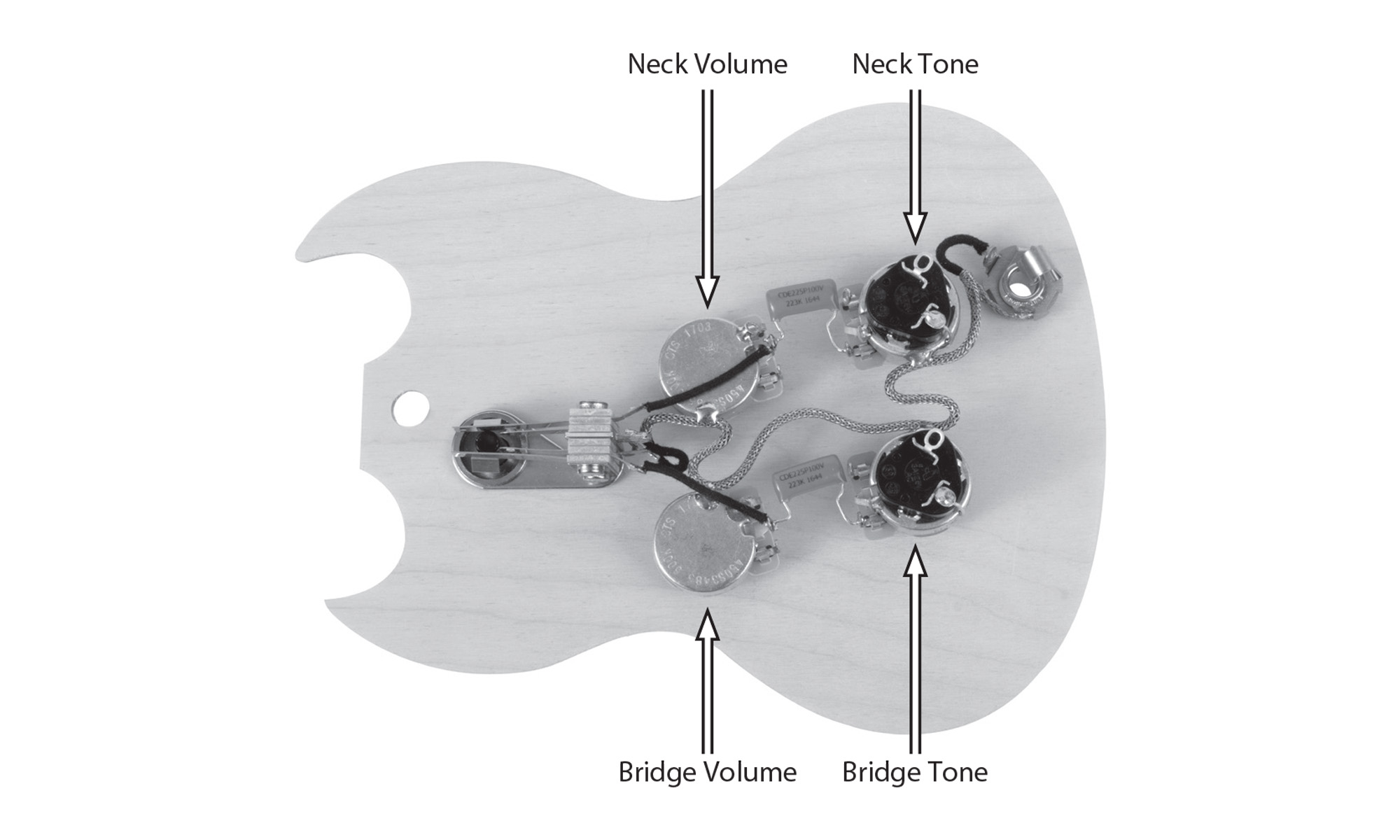 Golden Age Pre-wired Harness for Gibson® SG® with Push-pull Pots Golden Age Pre-wired Harness for Gibson® SG® with Push-pull Pots