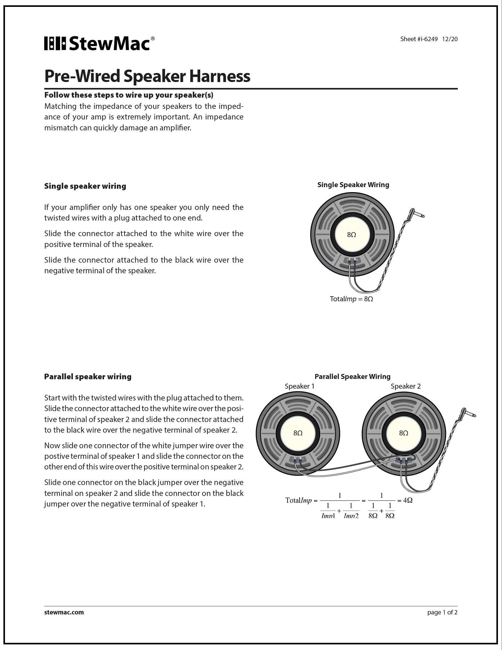Pre-Wired Speaker Harness Instructions