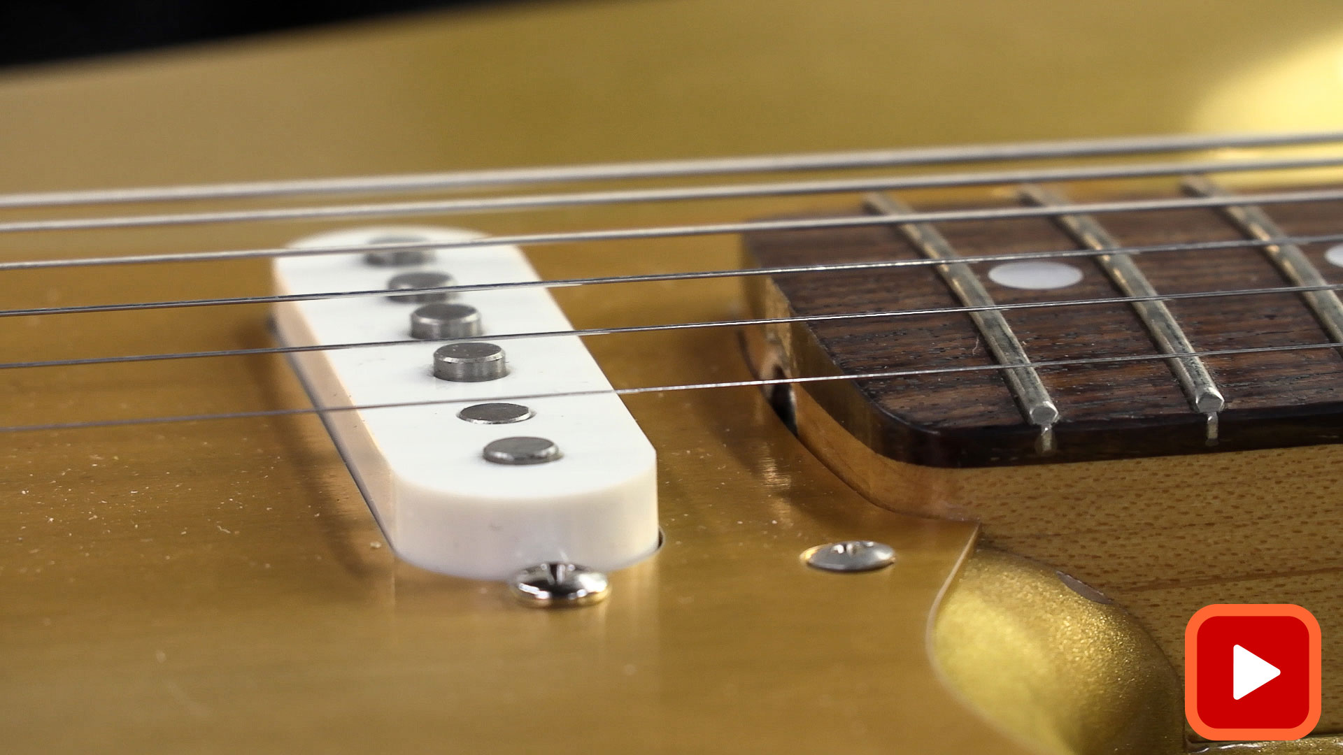 Single coil neck pickup showing height and distance from strings